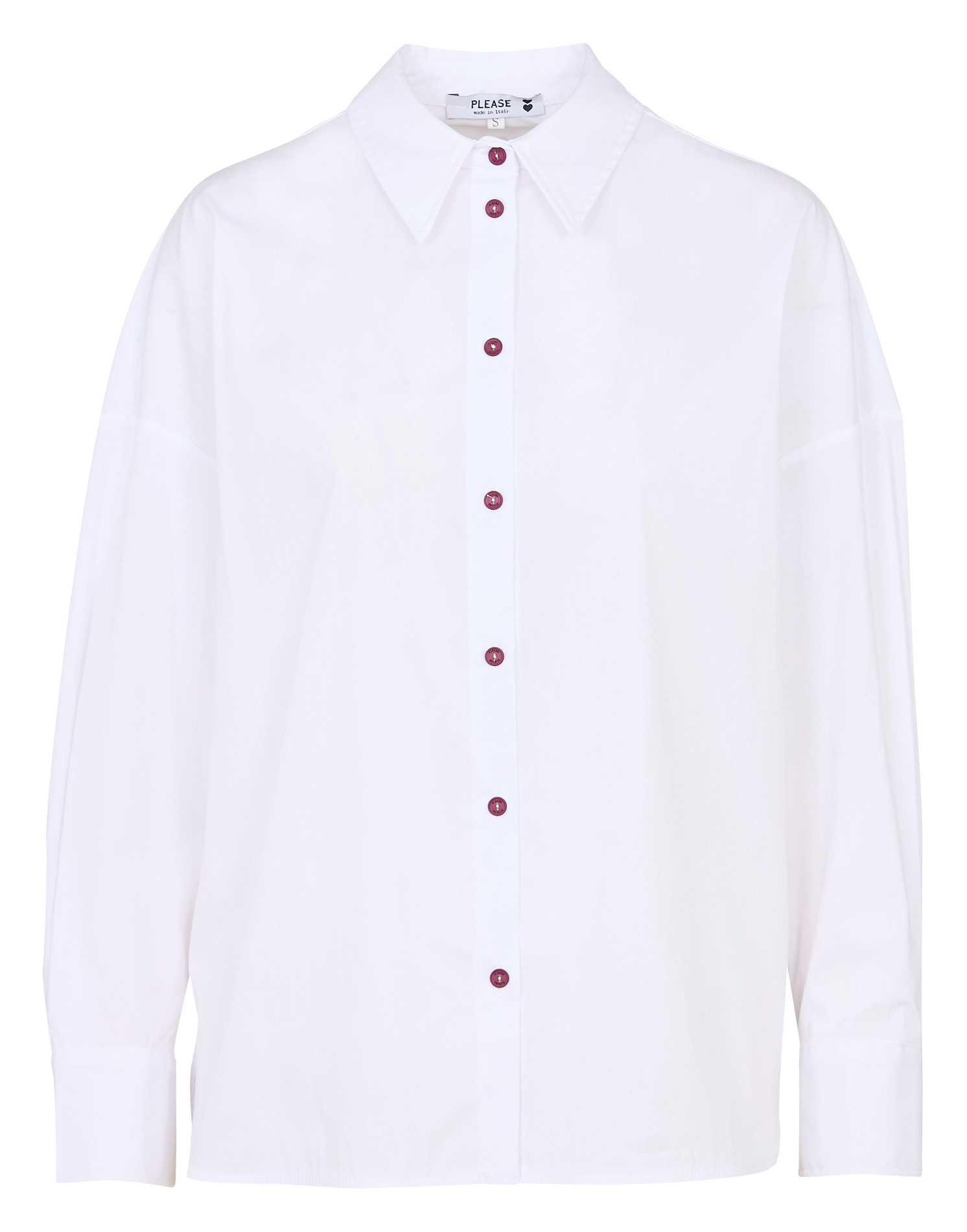 Chemise oversize col classique en coton mélangé PLEASE Blanc