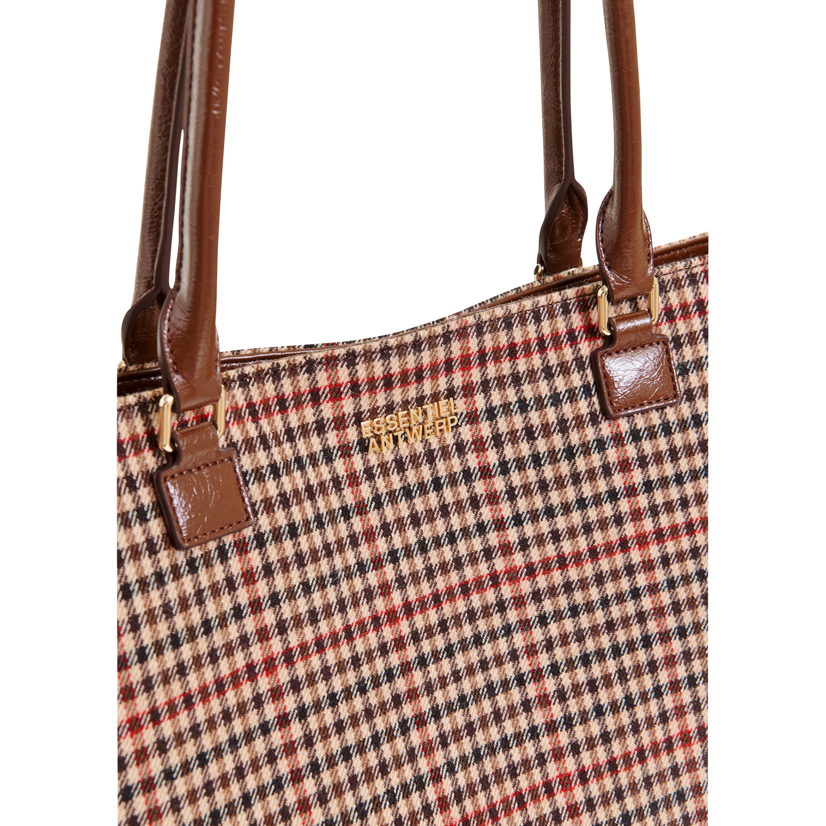 Cabas à carreauc ESSENTIEL ANTWERP Marron