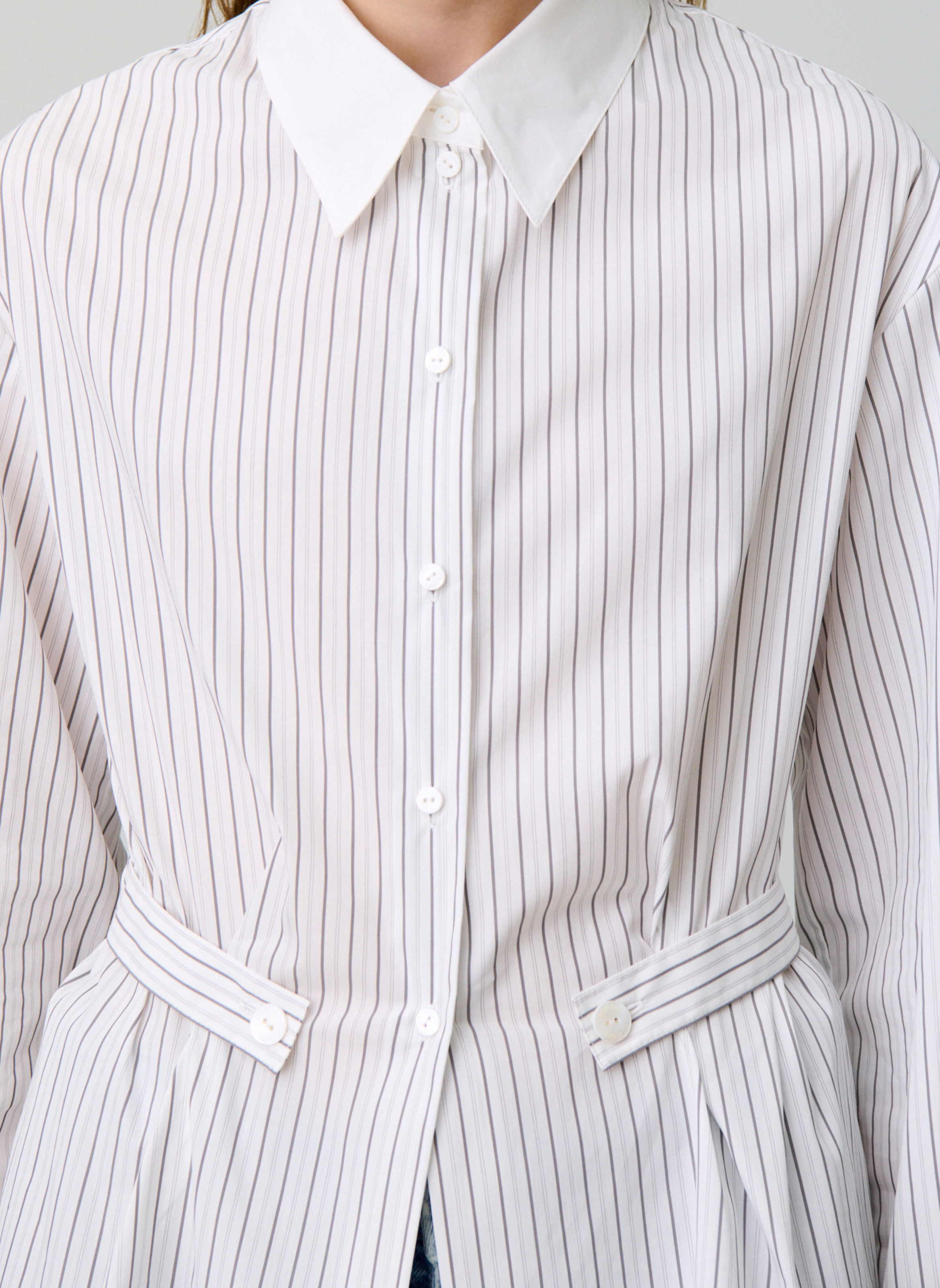 Chemise col classique manches contrastantes en coton CLAUDIE PIERLOT Multicolored