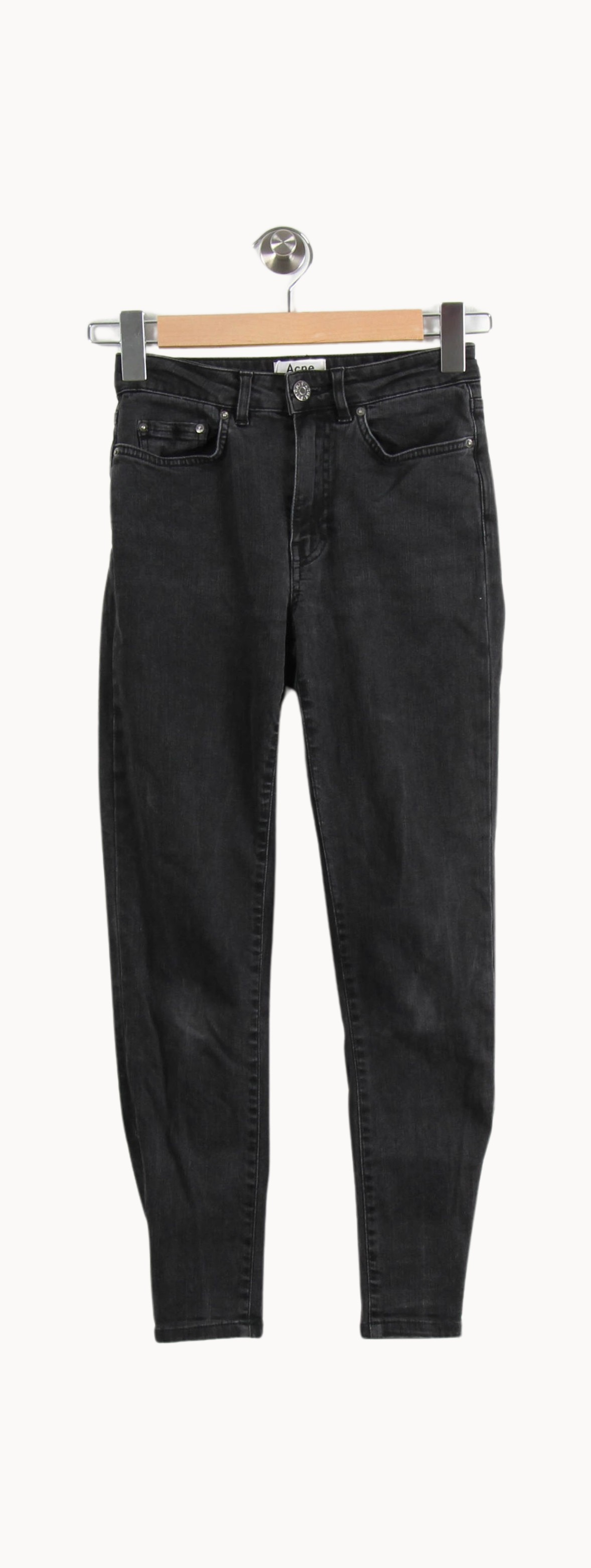 Cropped slim jeans with studs ACNE STUDIOS - Seconde Main Black