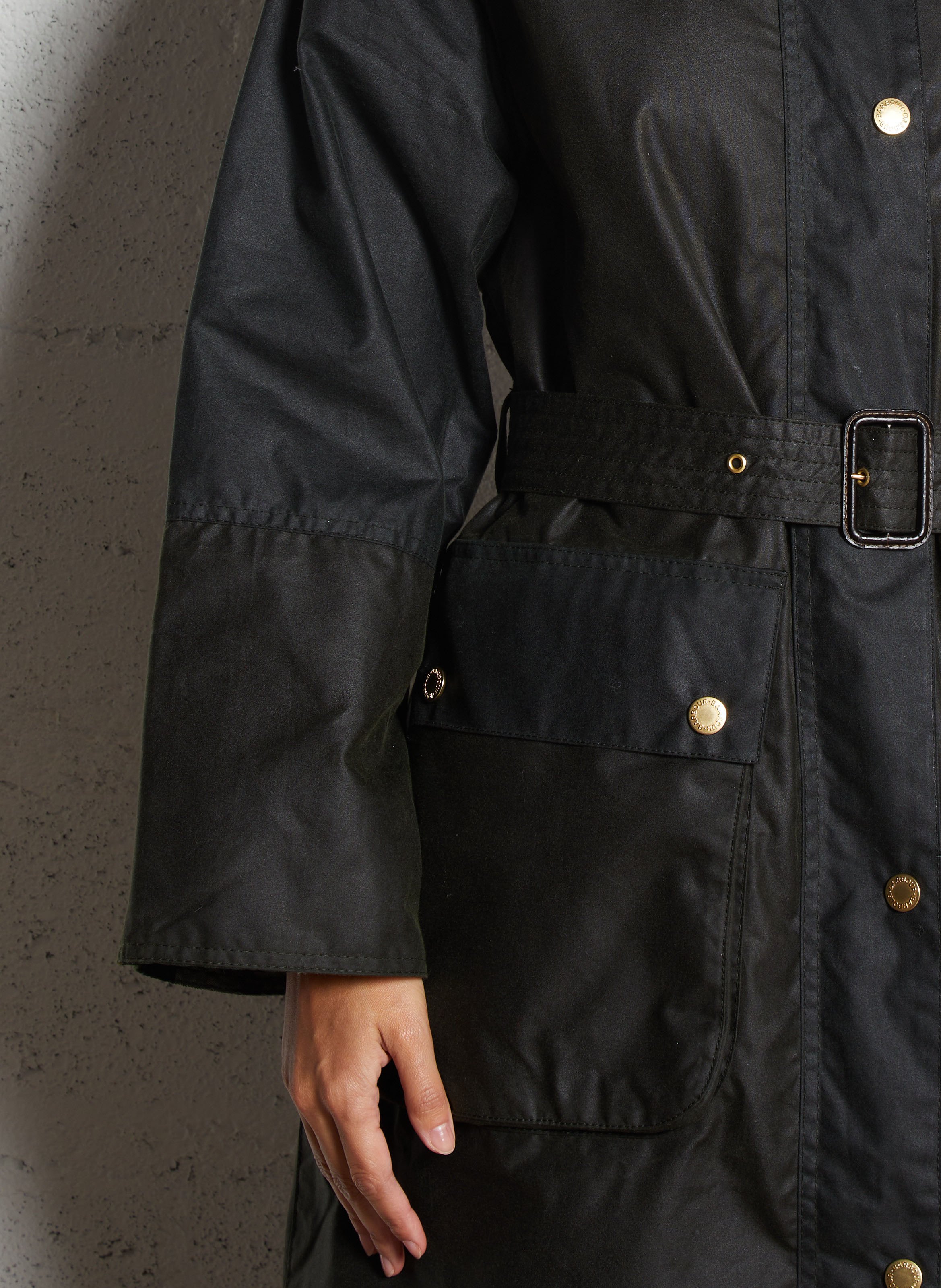 Trench col classique en velours côtelé en coton BARBOUR Kaki