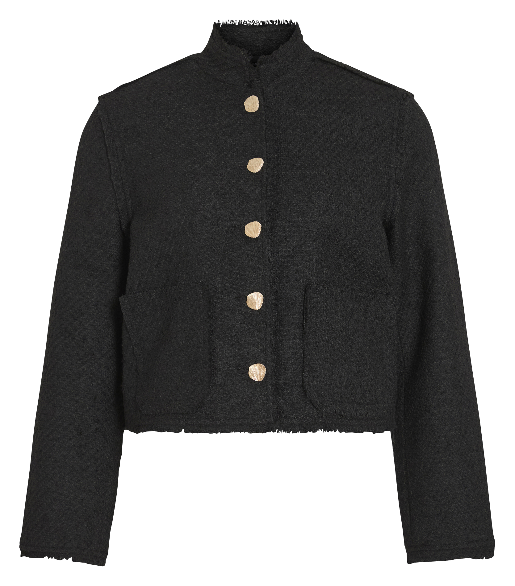 Veste droite col montant en maille tissée VILA Noir