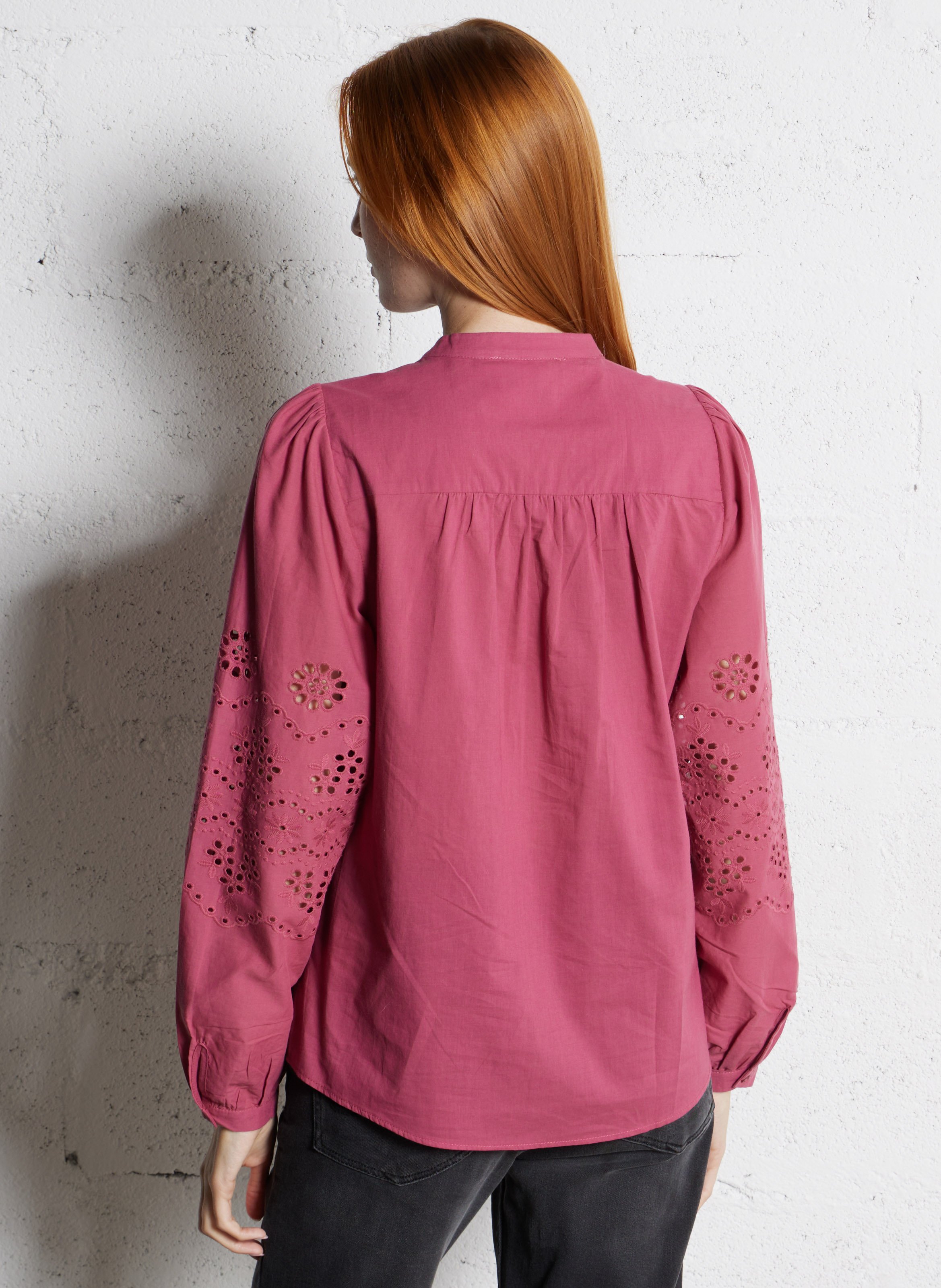 Chemisier ample col mao en coton SUD EXPRESS Rose