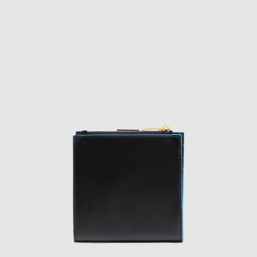 Women's leather credit card holder with coin pocket and RFID protection PIQUADRO Black