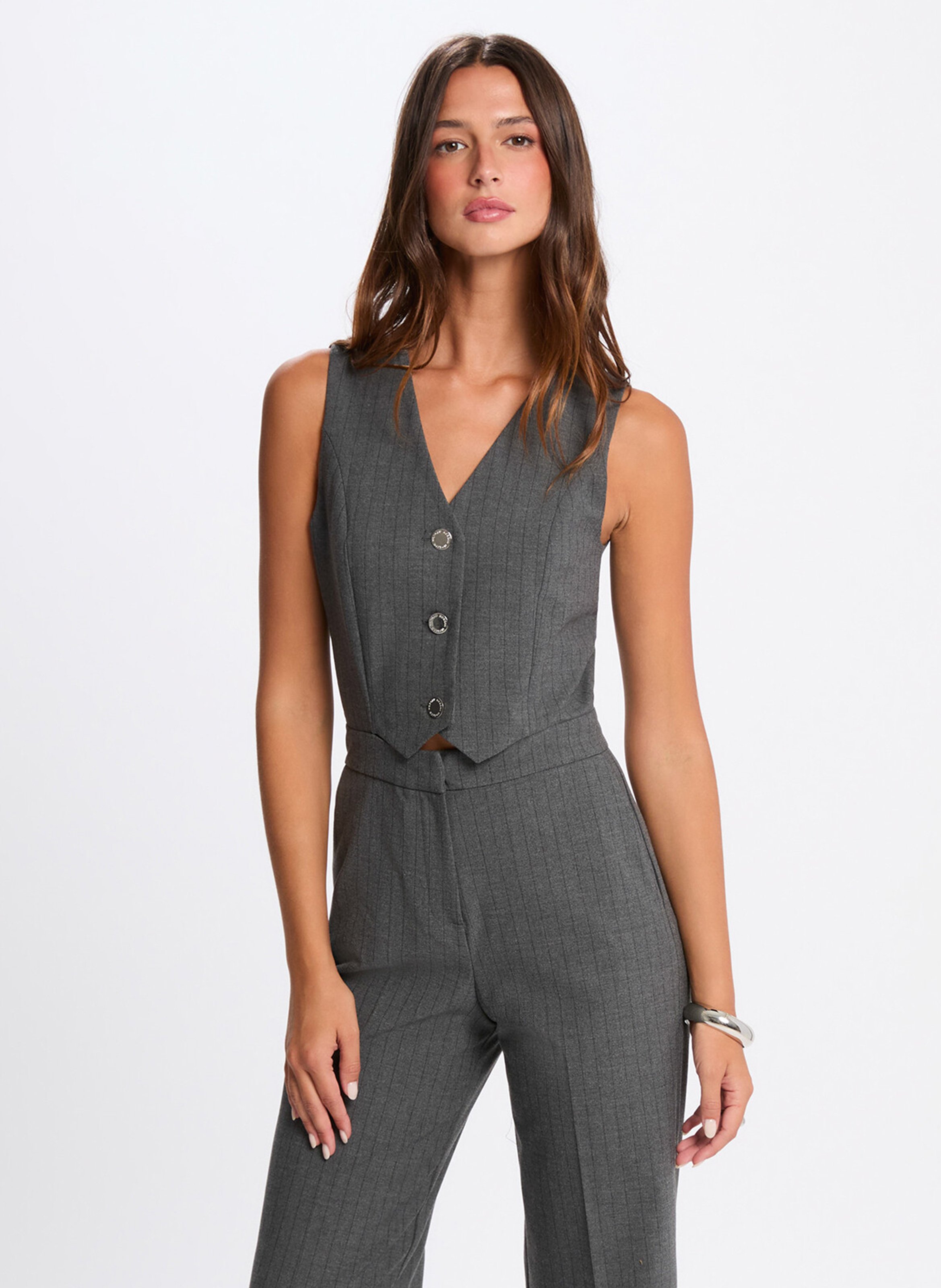 Combinaison col v  MORGAN Gris