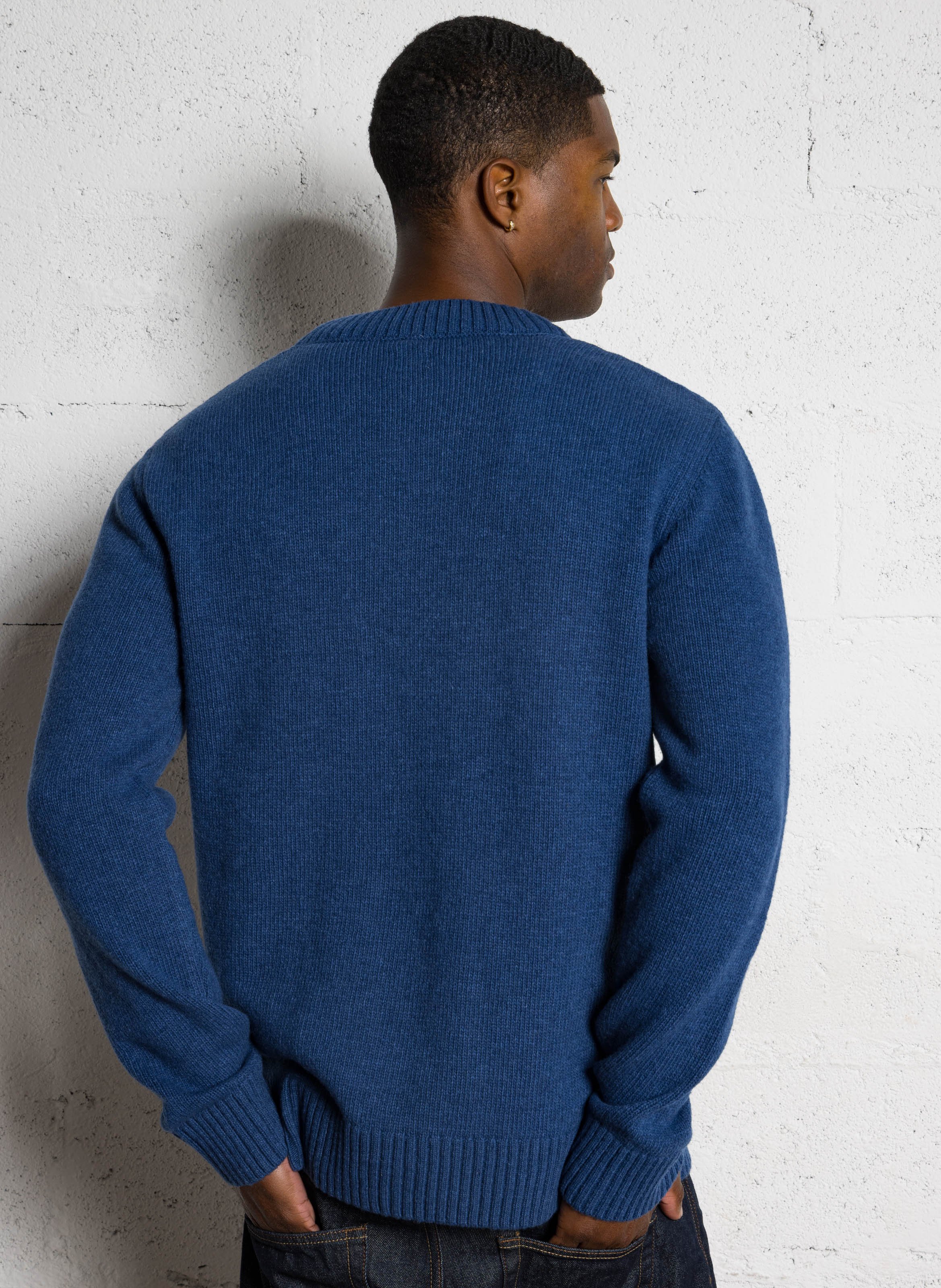 Round-neck wool-blend straight-cut sweater AU PRINTEMPS PARIS Blue