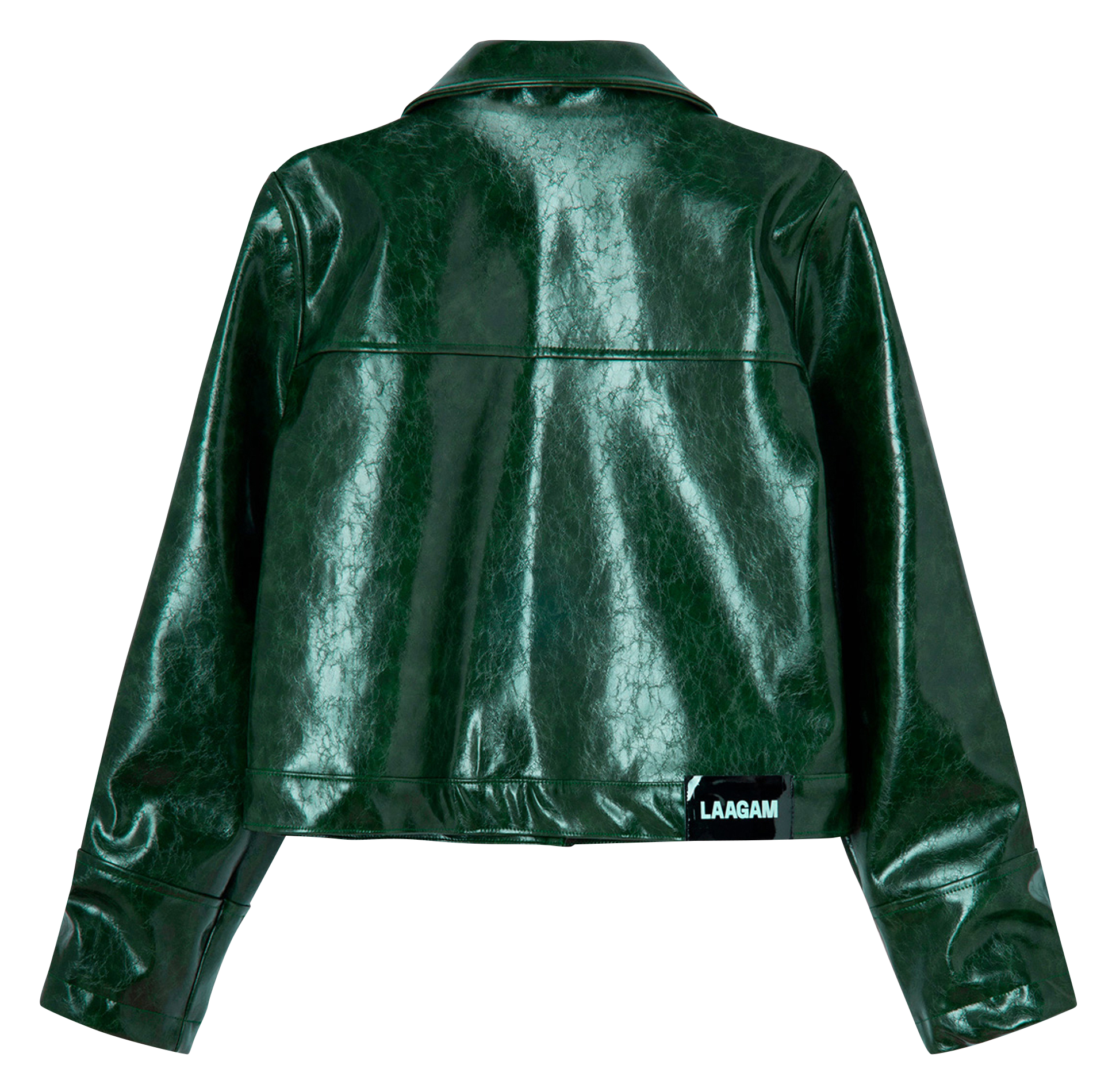 Mini straight skirt in cracked leather effect LAAGAM Green