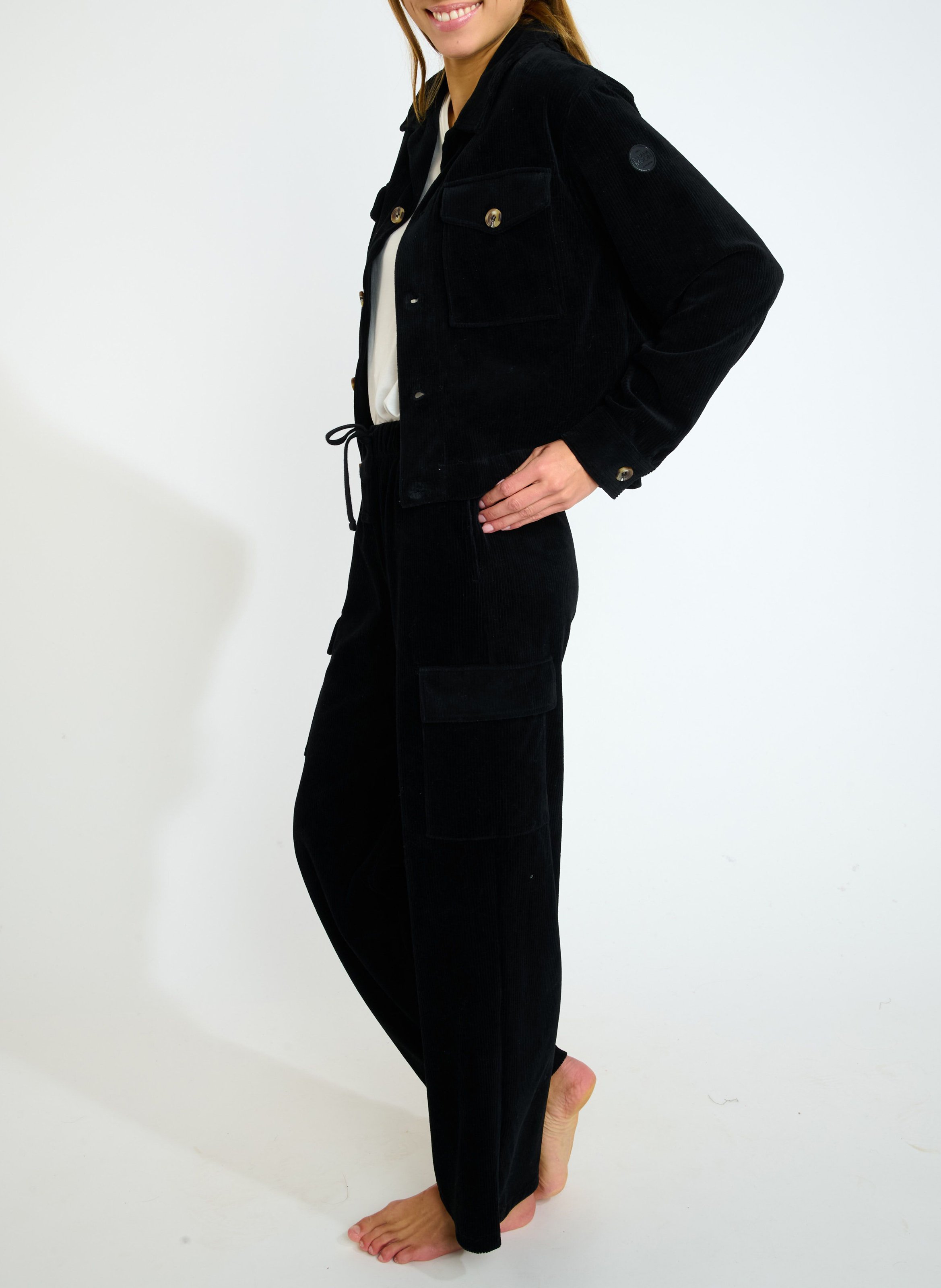 Ribbed knit cargo pants BANANA MOON Black
