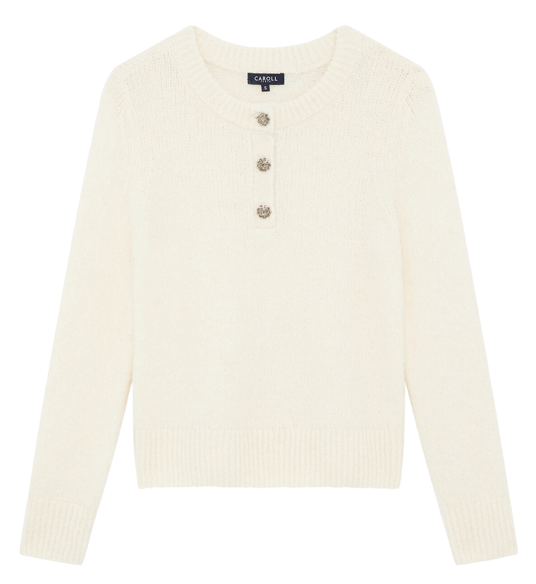 Round-neck straight sweater 252K-MDONA Cloud dancer