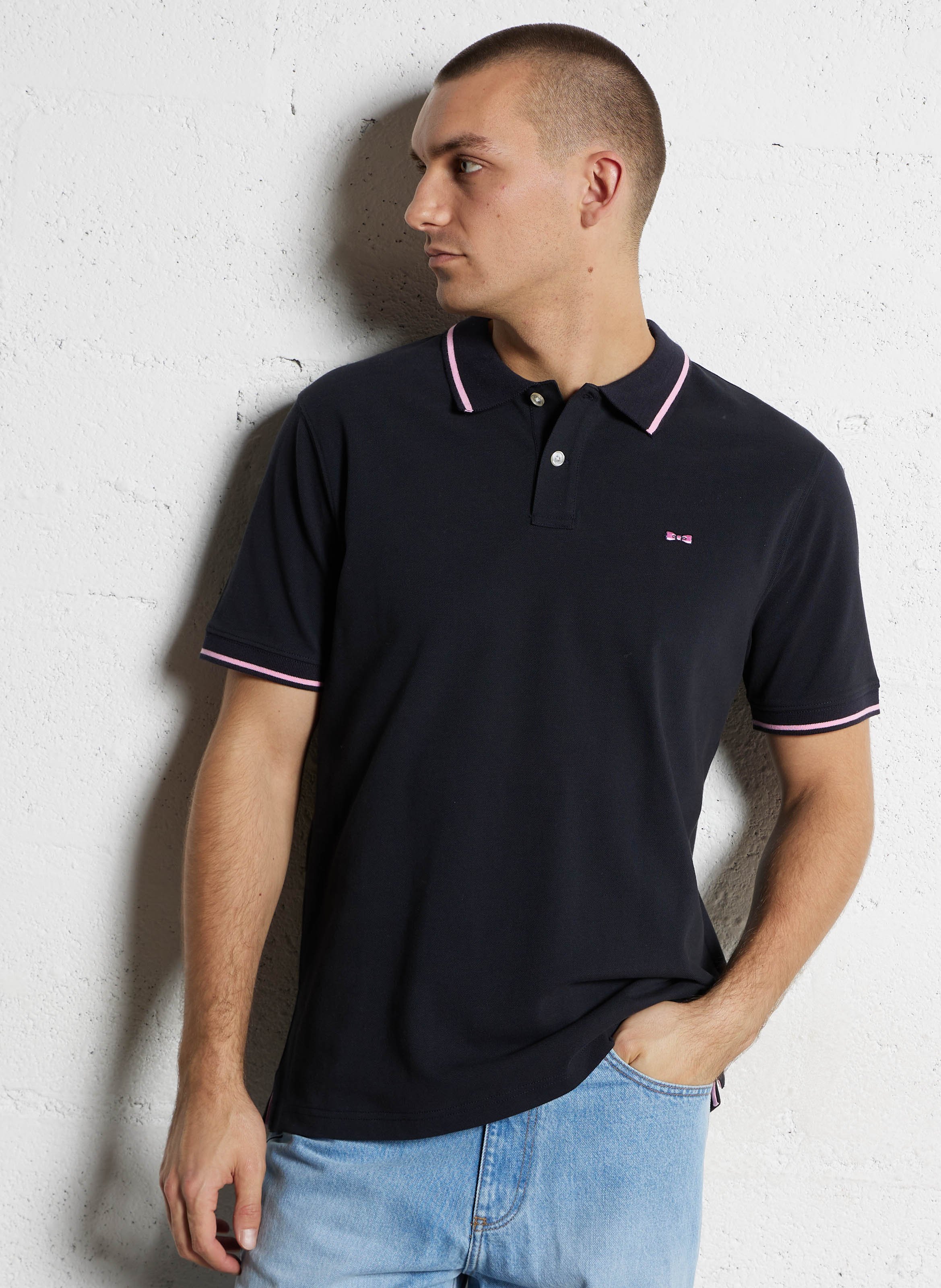 Polo droit en coton EDEN PARK Bleu