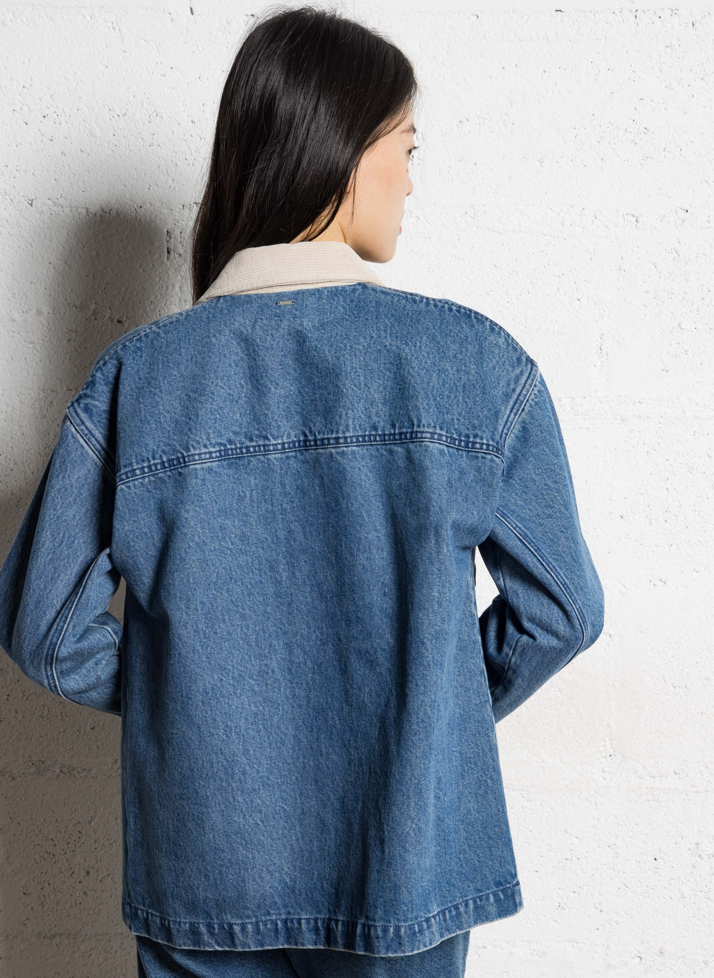 Straight-cut cotton denim jacket IKKS Blue