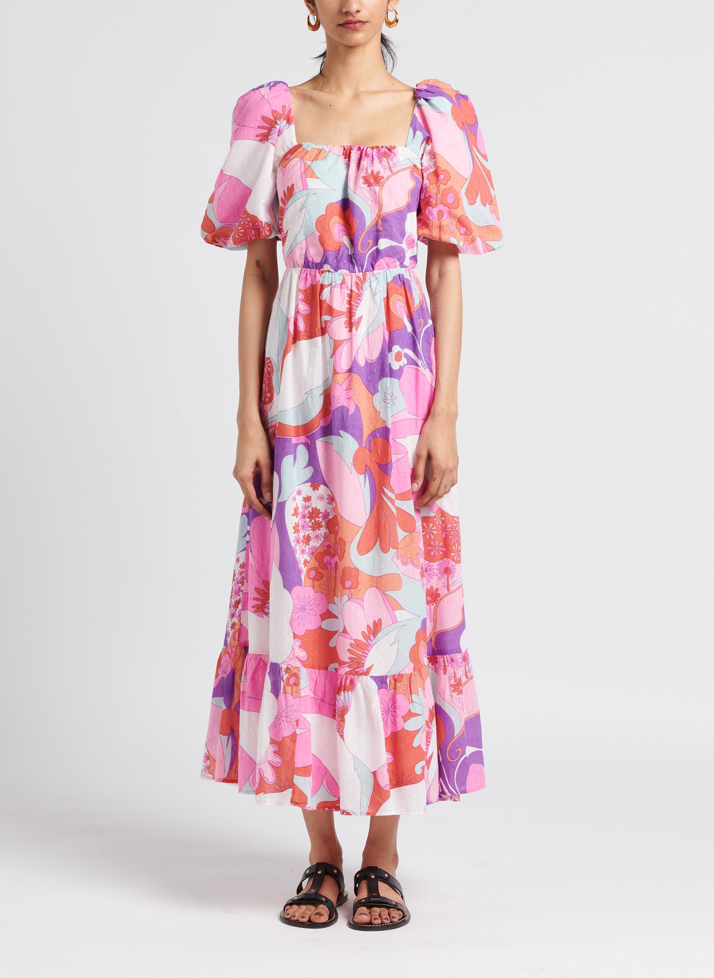 Long printed cotton dress ANTIK BATIK Pink