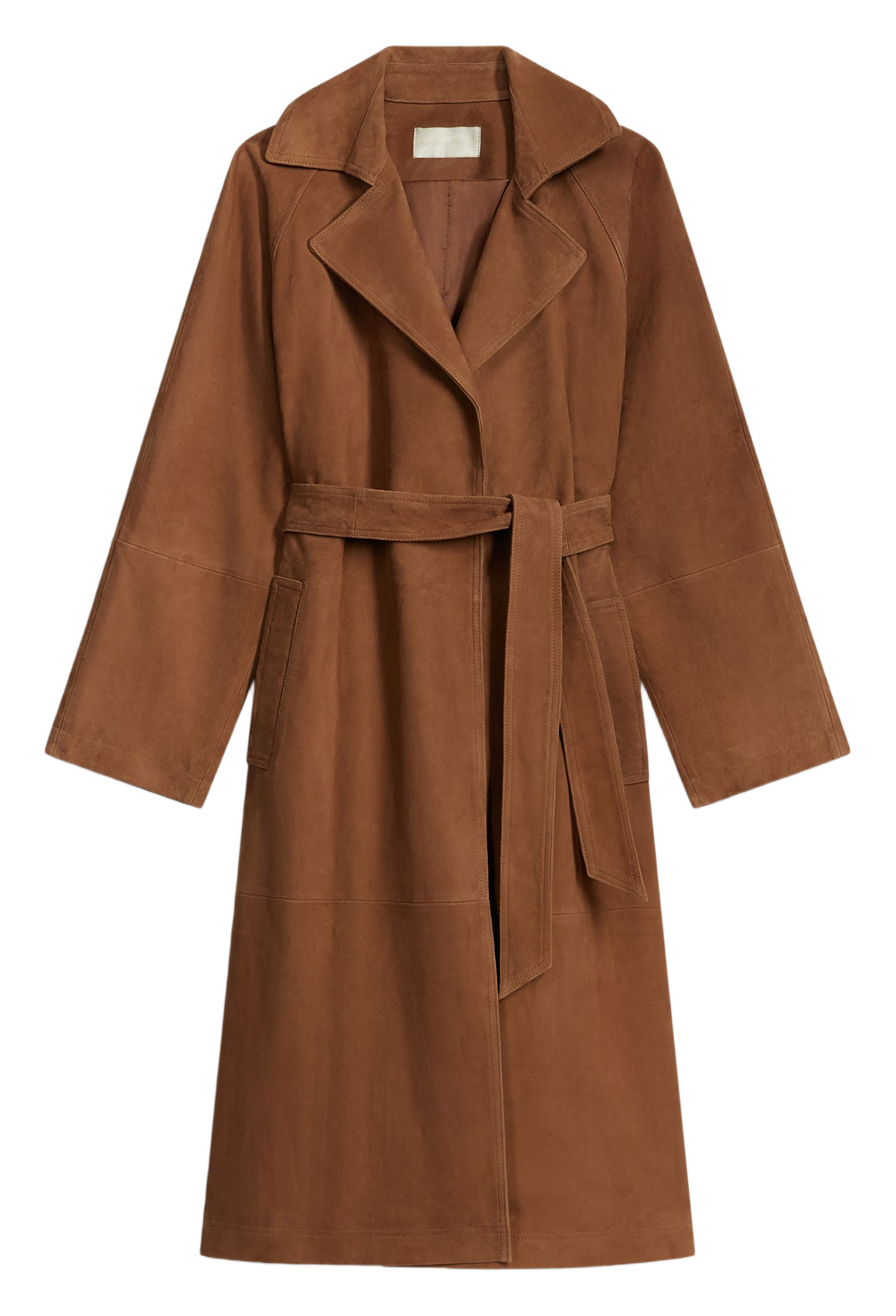 Tailored collar velvet leather trench coat VANESSA BRUNO Brown