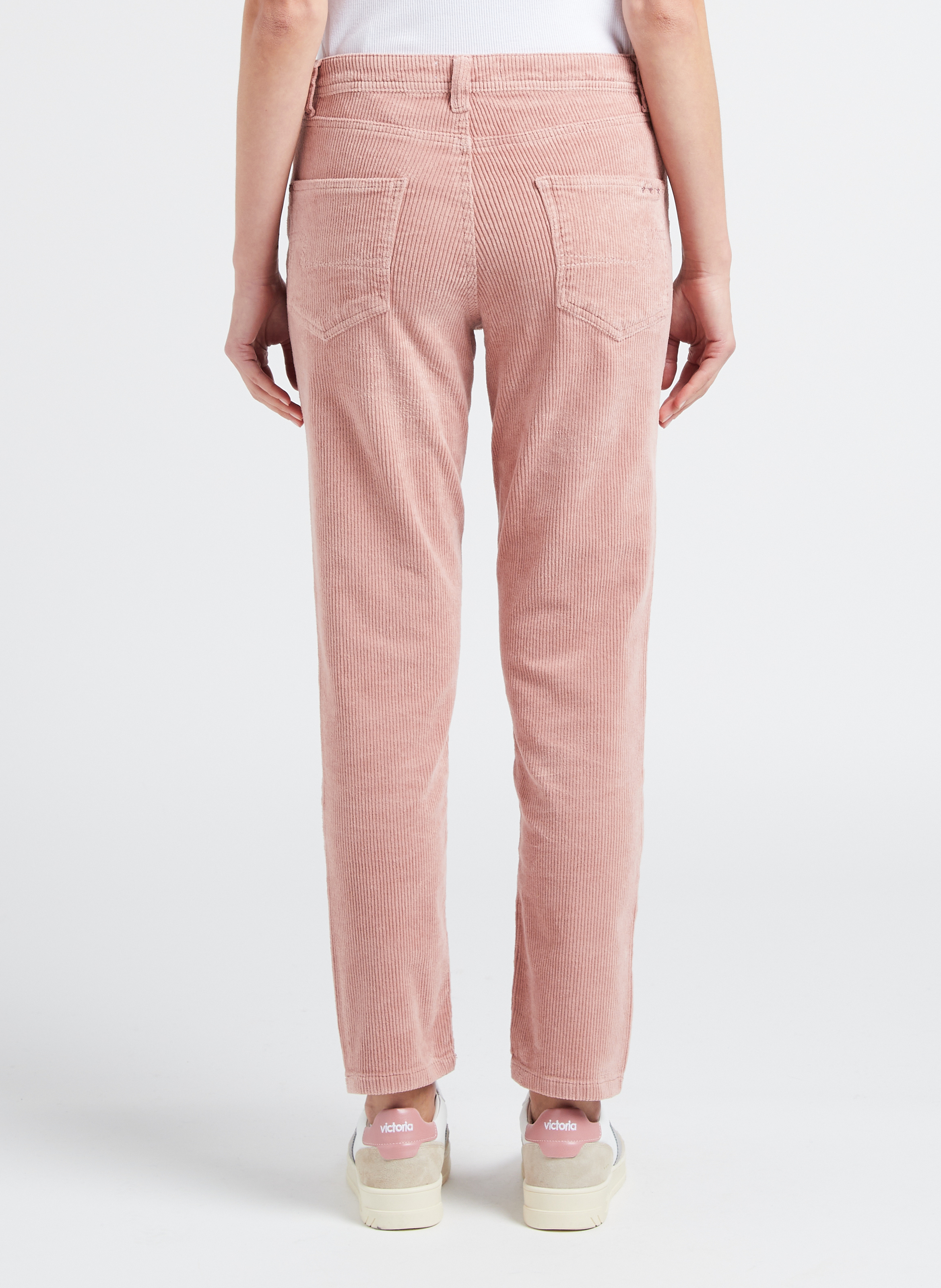 Gerade geschnittene Hose aus Stretch-Baumwollcord SUD EXPRESS Rosa