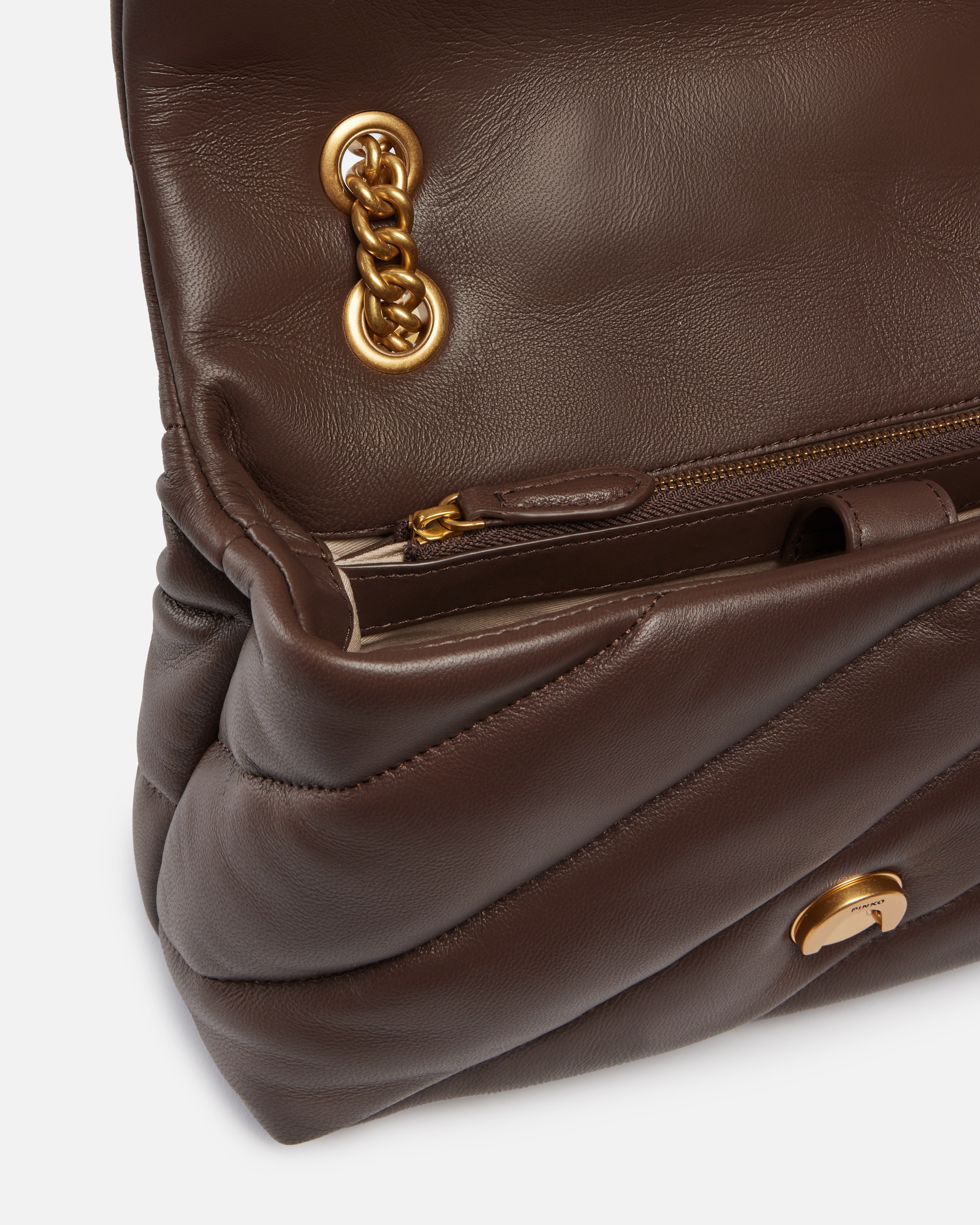 Puff Maxi Quilt Classic Love Bag PINKO Brown