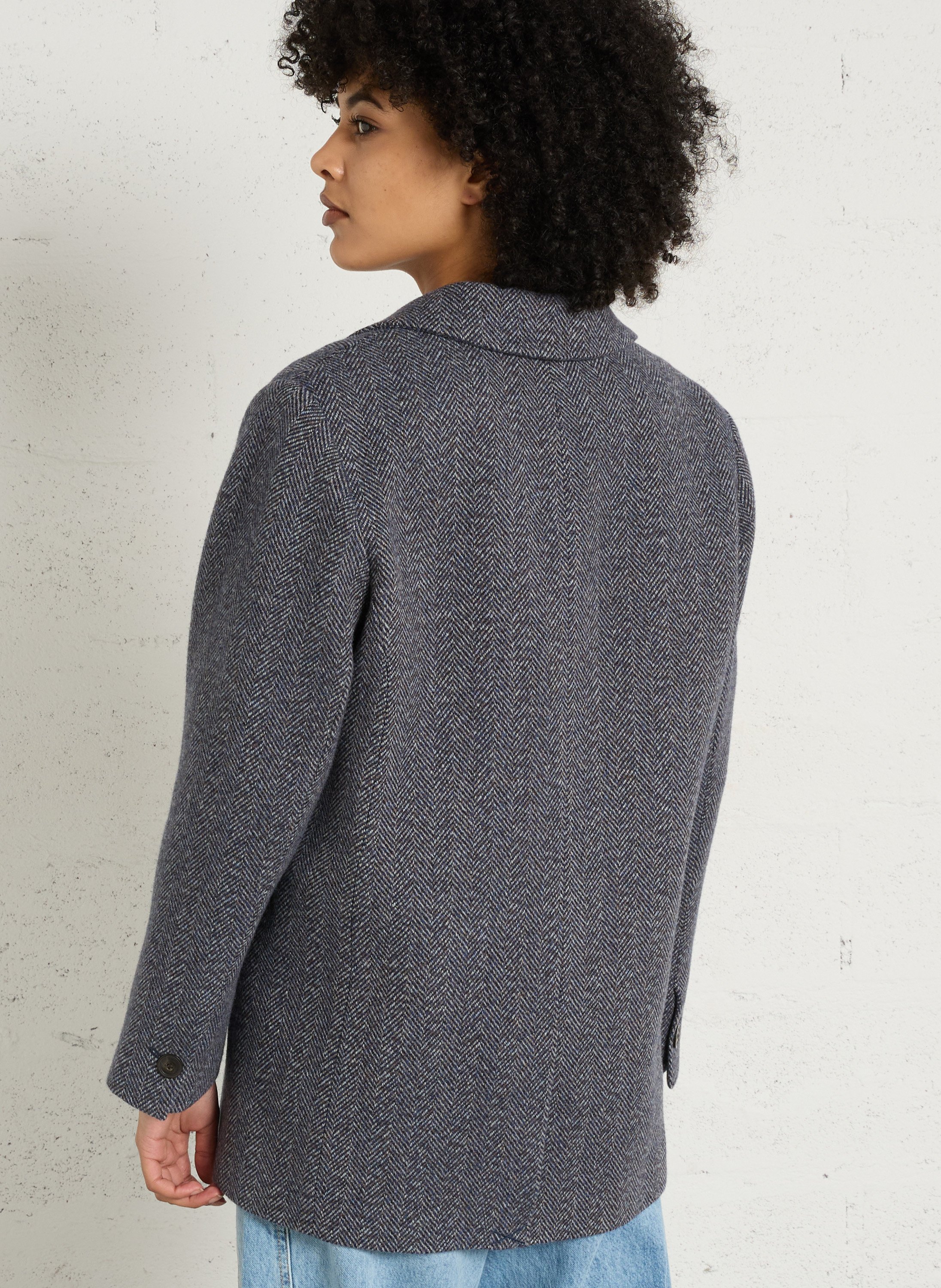 Manteau droit col tailleur en laine mélangée MAISON 123 Bleu
