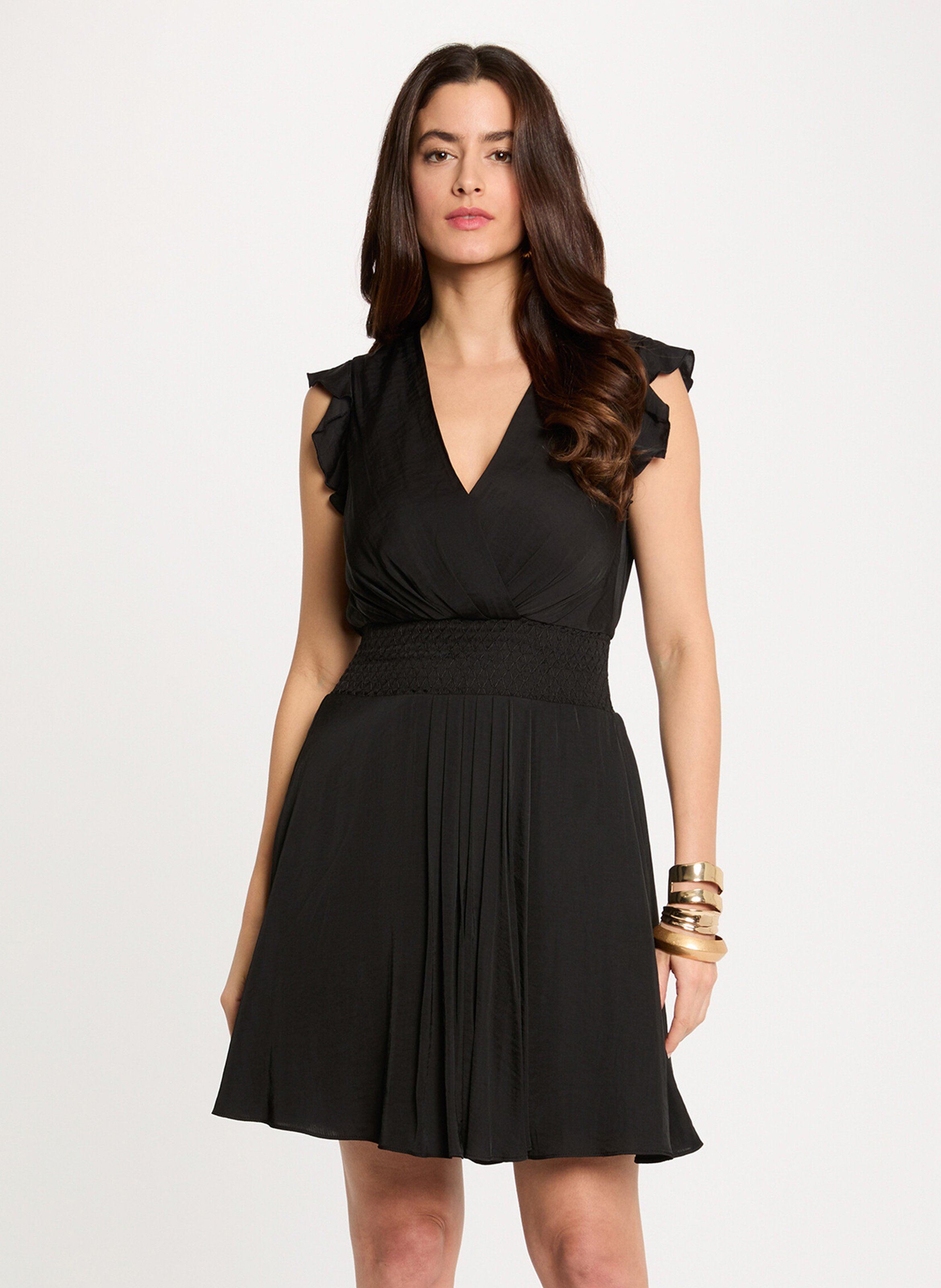 Short dress with wrap neckline MORGAN Black