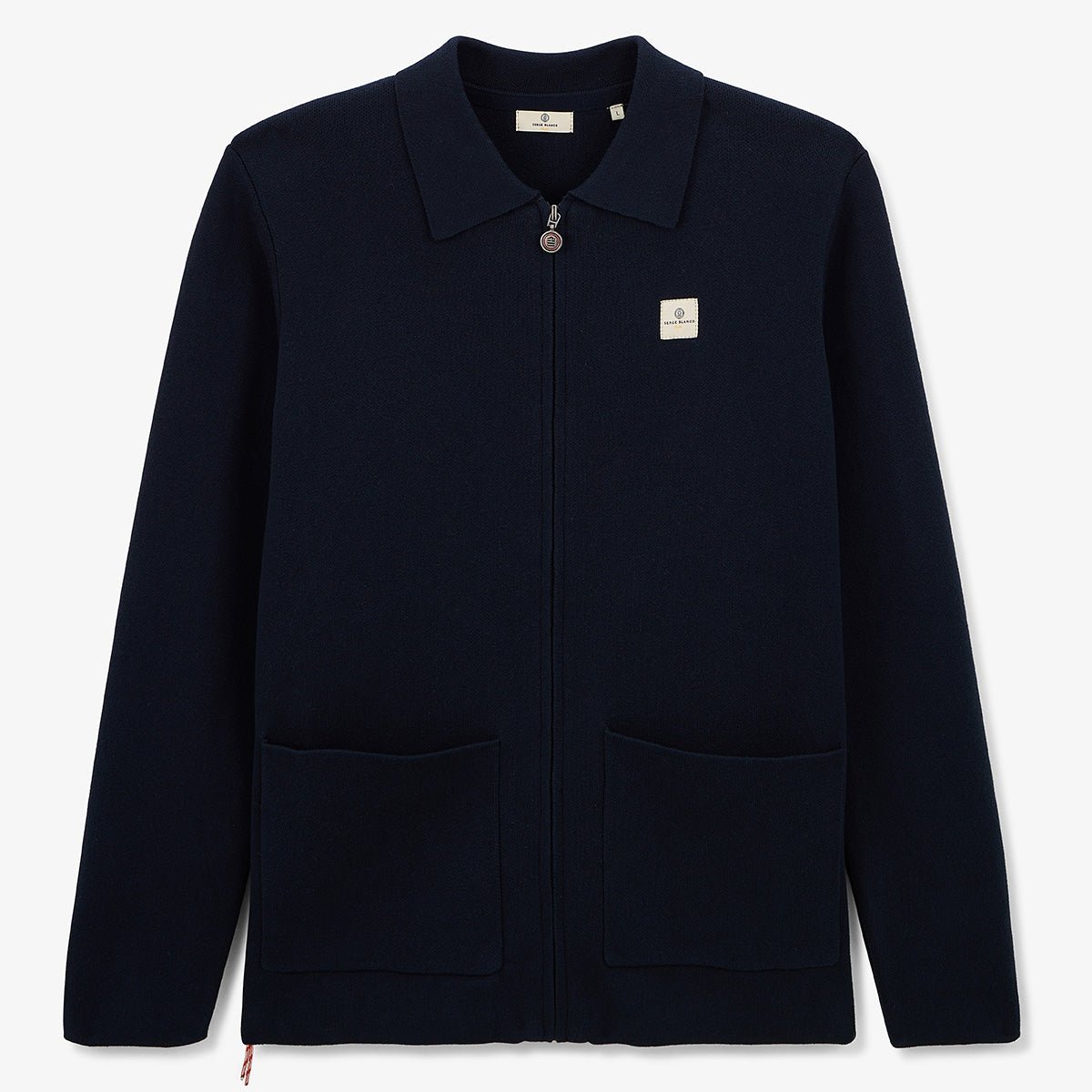 Zip-up long-sleeve cotton cardigan SERGE BLANCO Blue