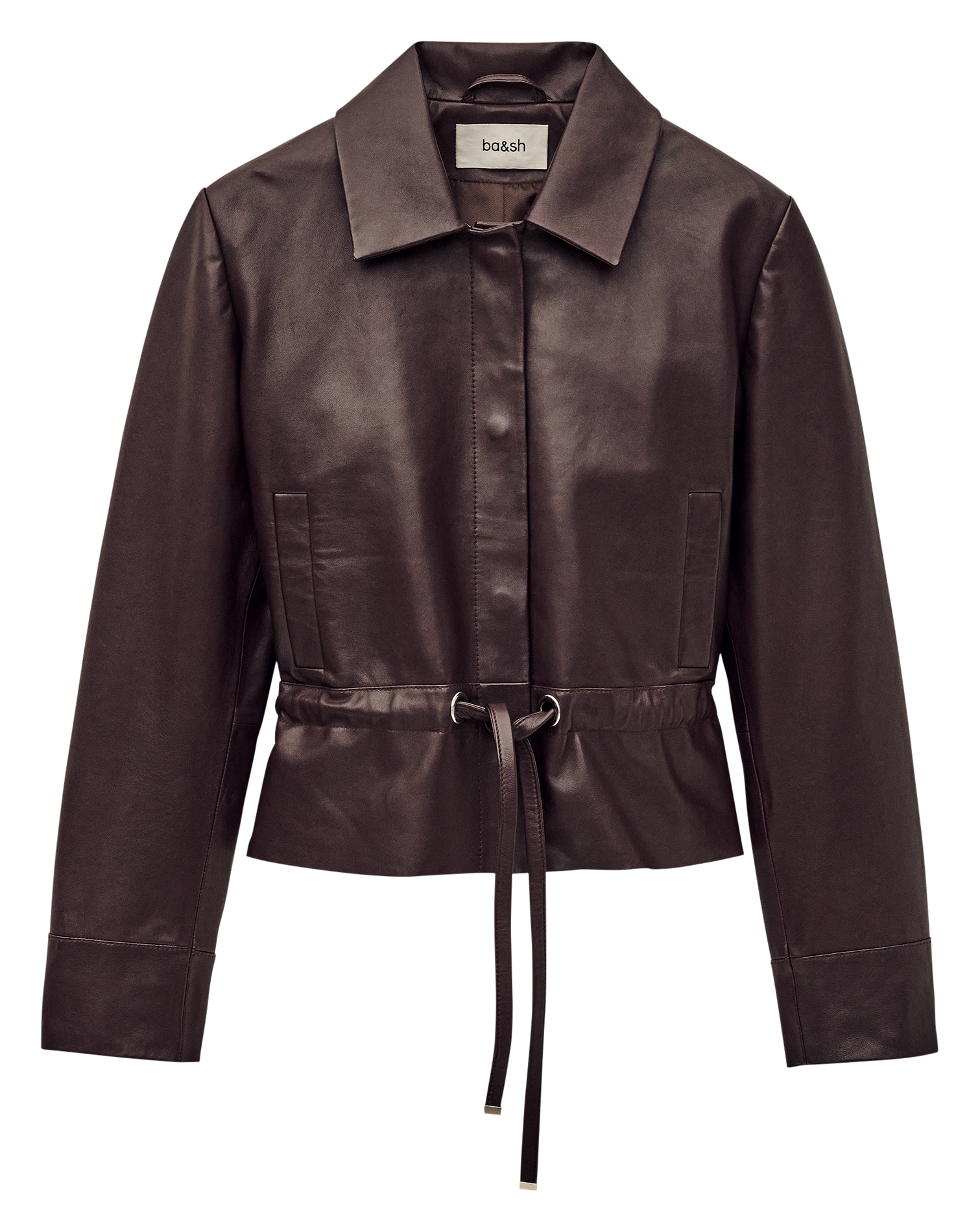 Veste col classique en cuir BA&SH Prune