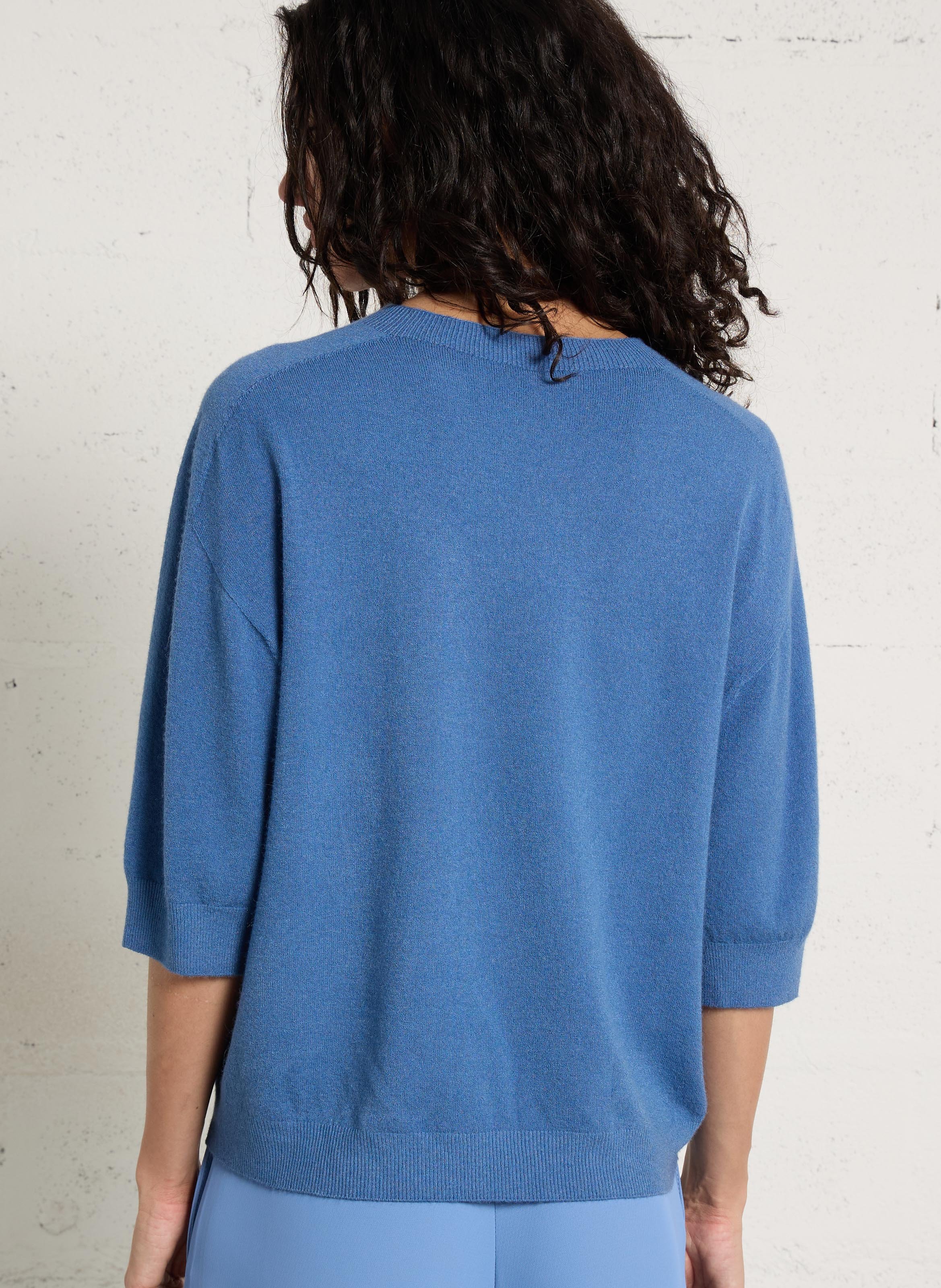 Pull ample col rond en maille mélangée IMPERIAL Bleu