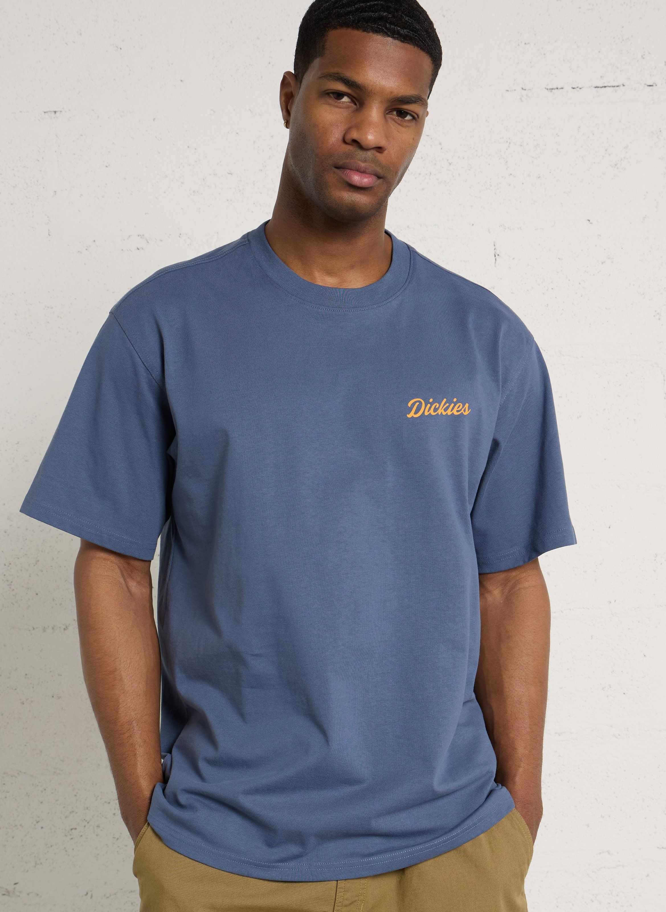 Tee-shirt droit col rond sérigraphié en coton DICKIES Bleu