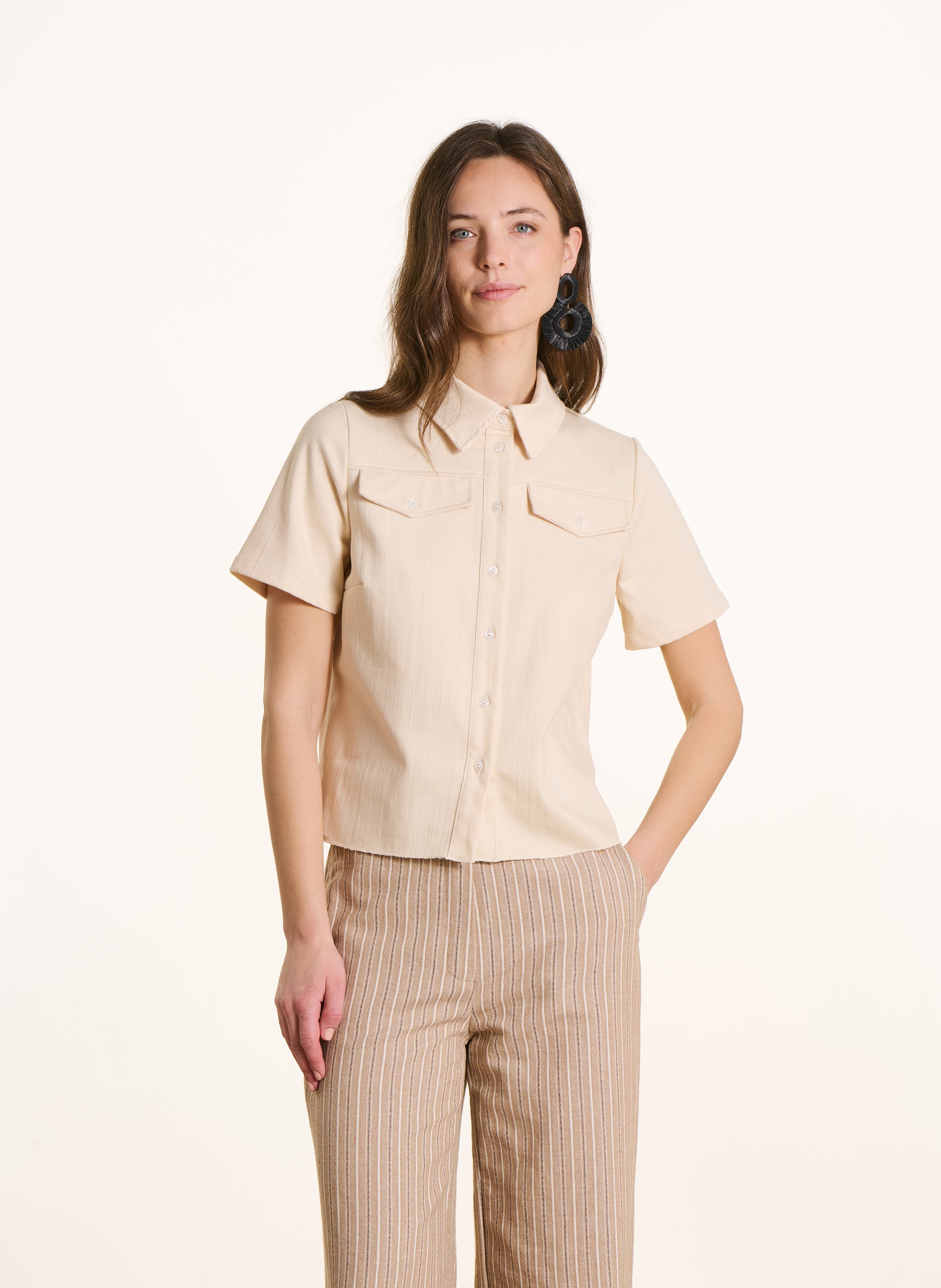 Straight blouse in blended cotton LA FEE MARABOUTEE White