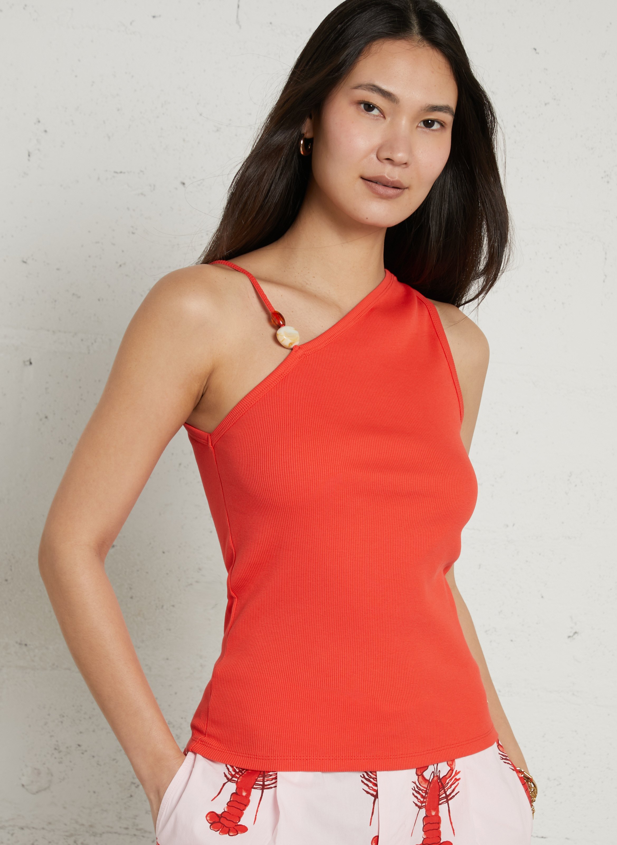 Fitted top in blended organic cotton FABIENNE CHAPOT Red