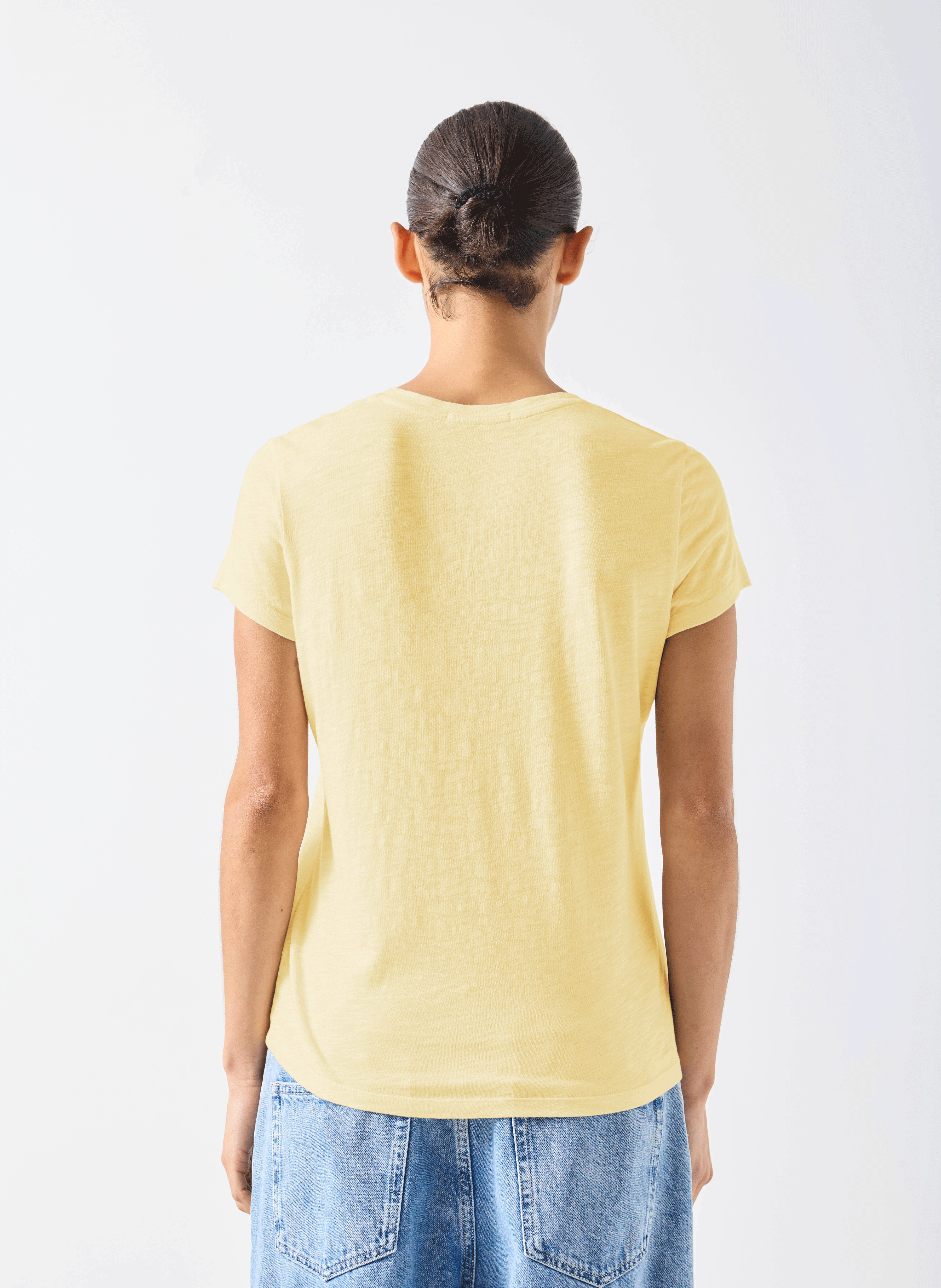 Tee-shirt col rond en coton mélangé AMERICAN VINTAGE Jaune