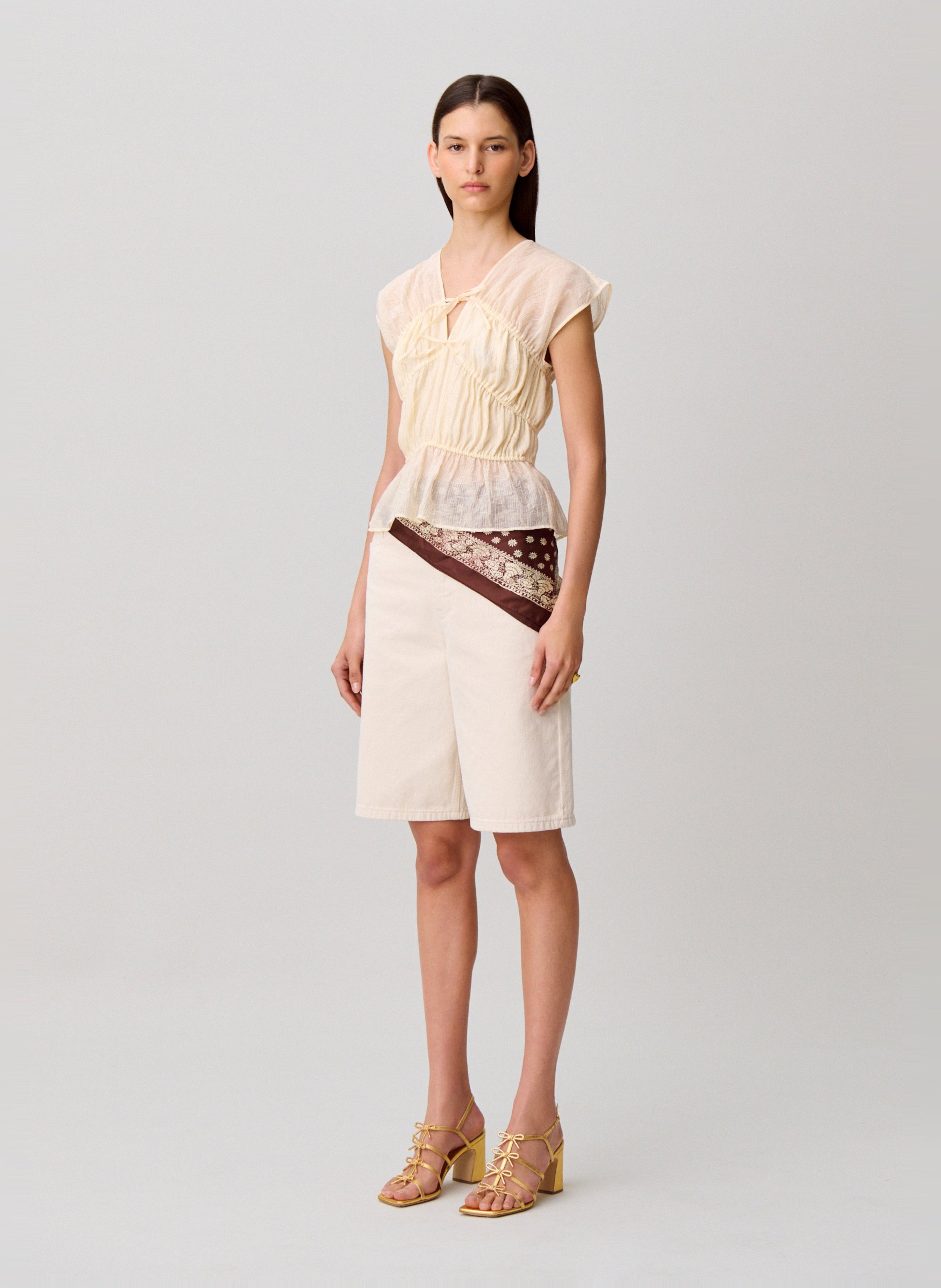 Mouwloze top met plooitjes CLAUDIE PIERLOT Wit