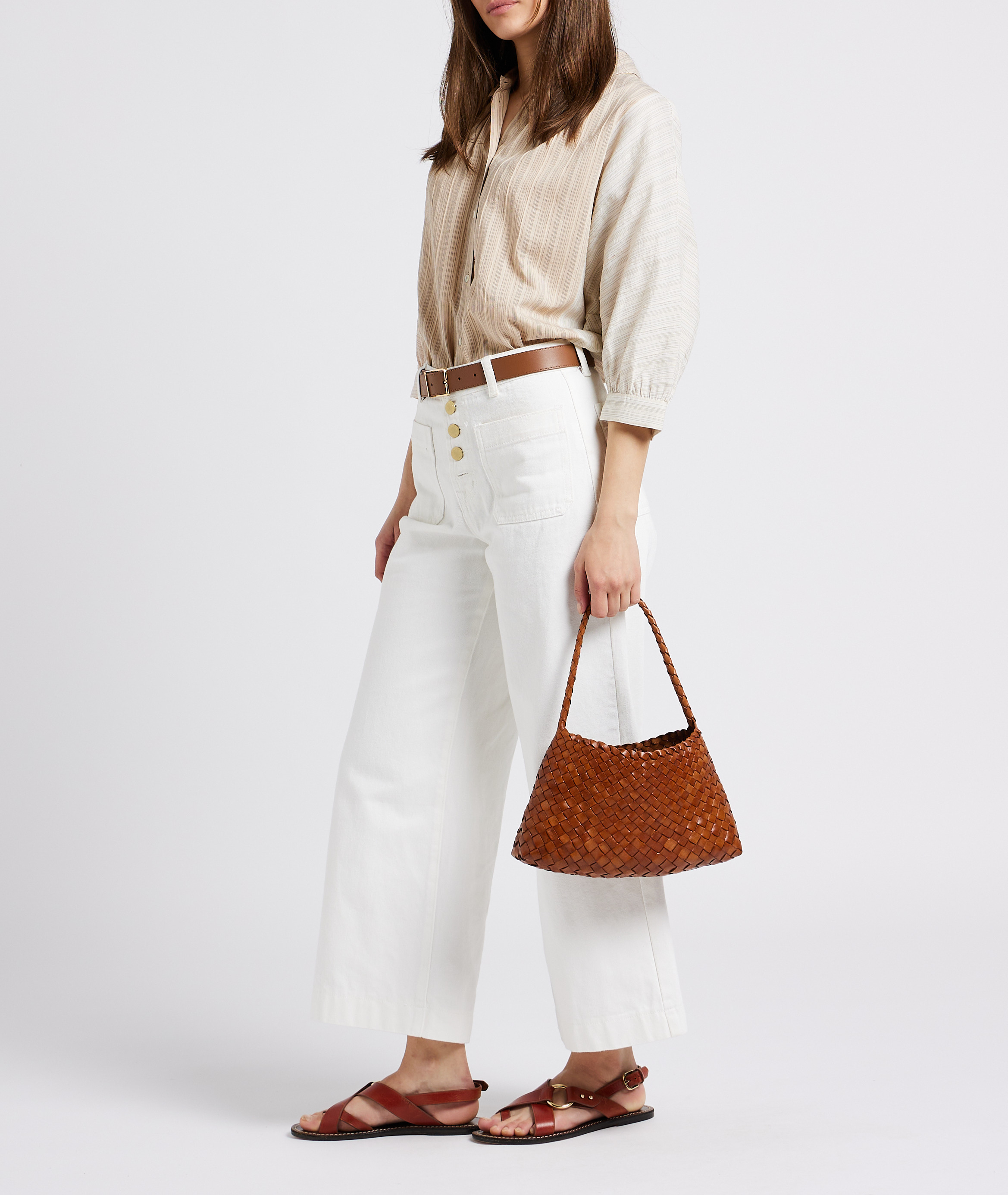 Panier tressé en cuir  DRAGON DIFFUSION Marron