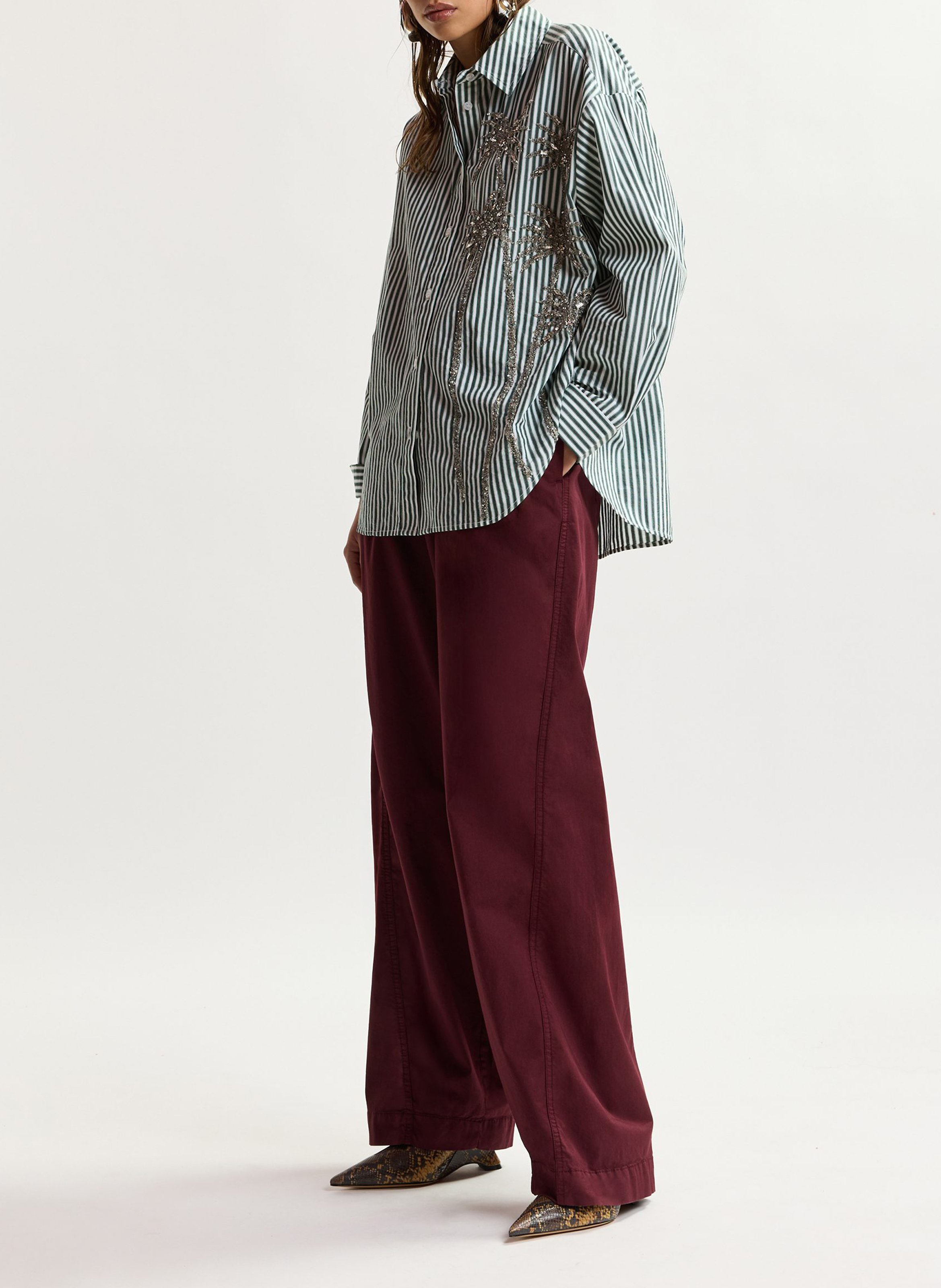 Oversized classic striped shirt ESSENTIEL ANTWERP White