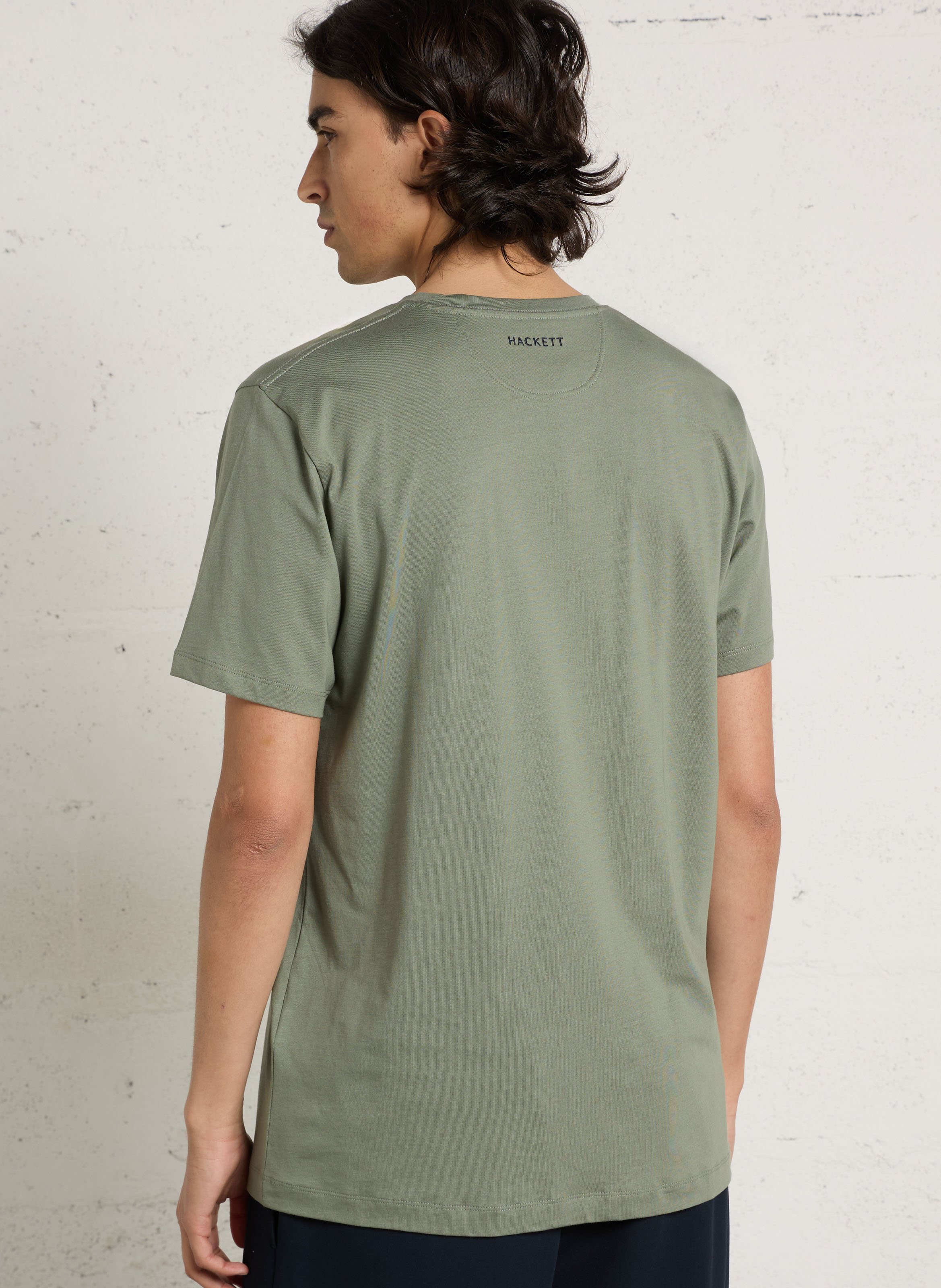 Tee-shirt col rond en coton HACKETT Vert