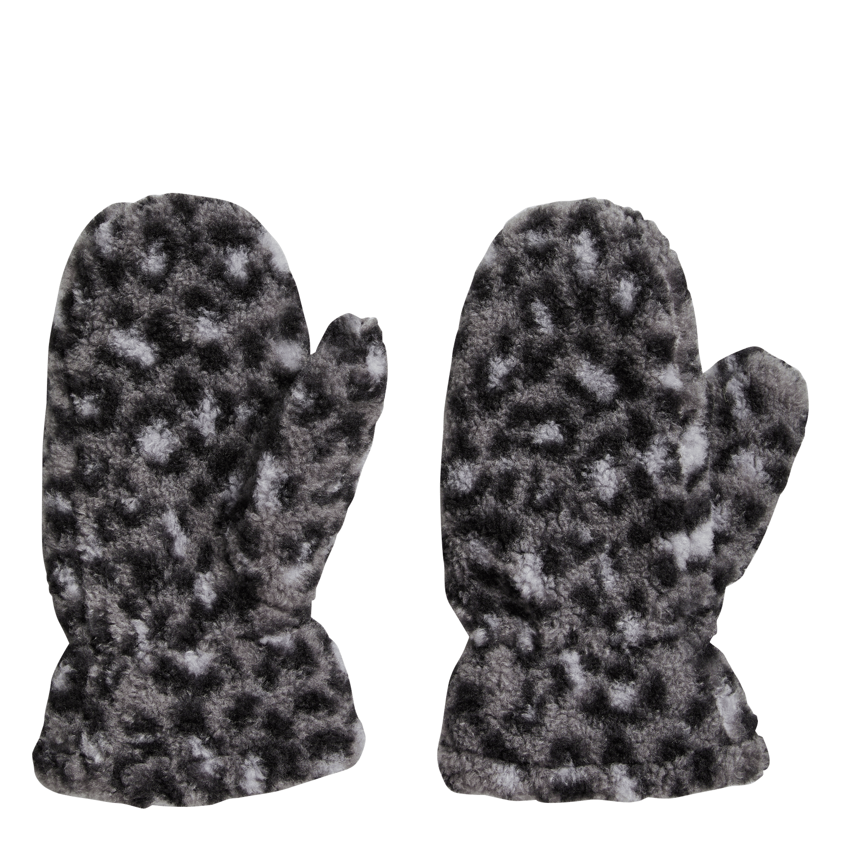 Luipaardwanten met faux fur-effect PIECES Grijs