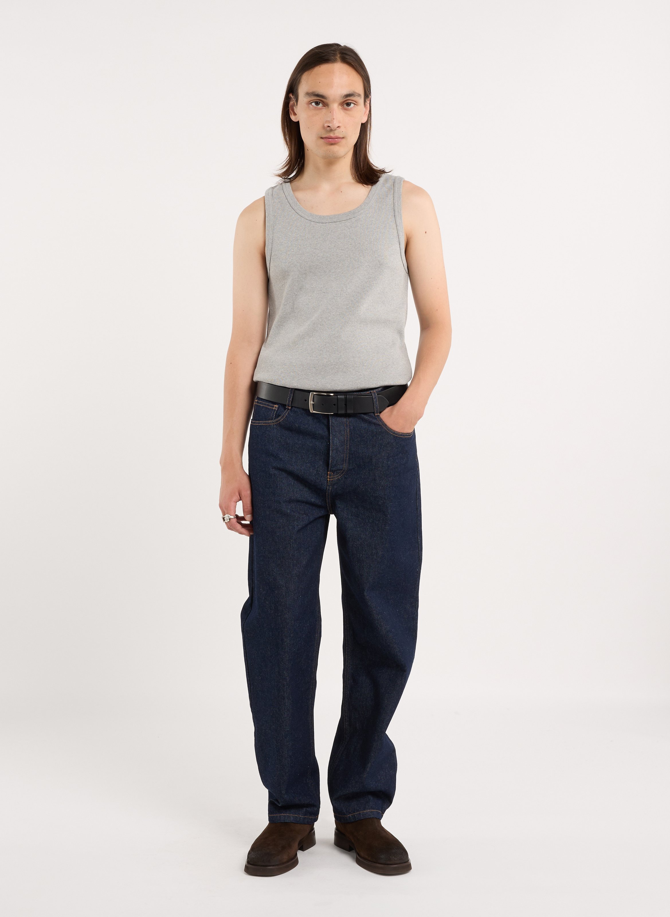 Gerade geschnittenes Tanktop mit Rundhalsausschnitt SAISON 1865 Grau