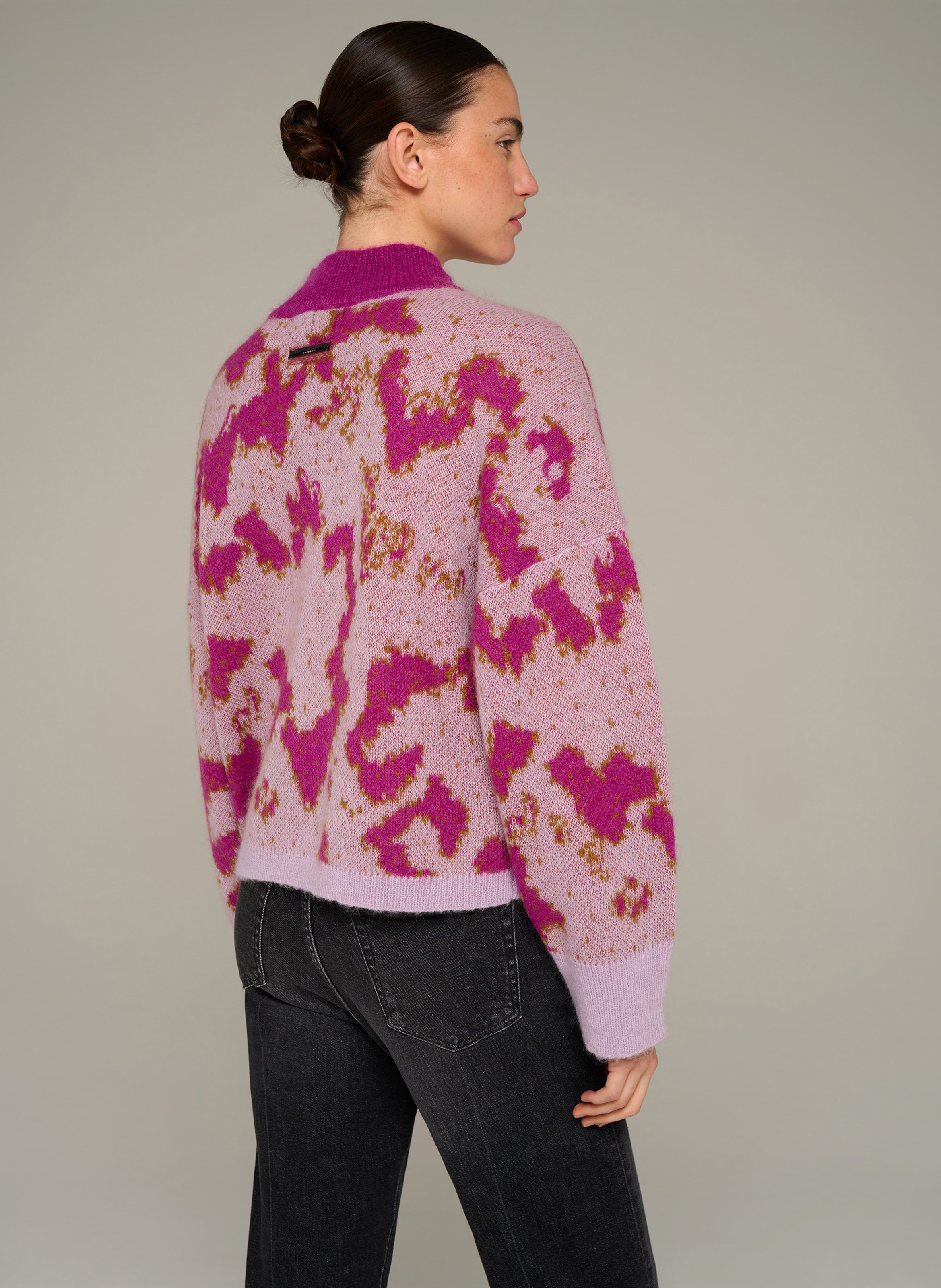 Weiter Pullover aus Wollmischung mit Stehkragen und Jacquardmuster COTELAC Violett