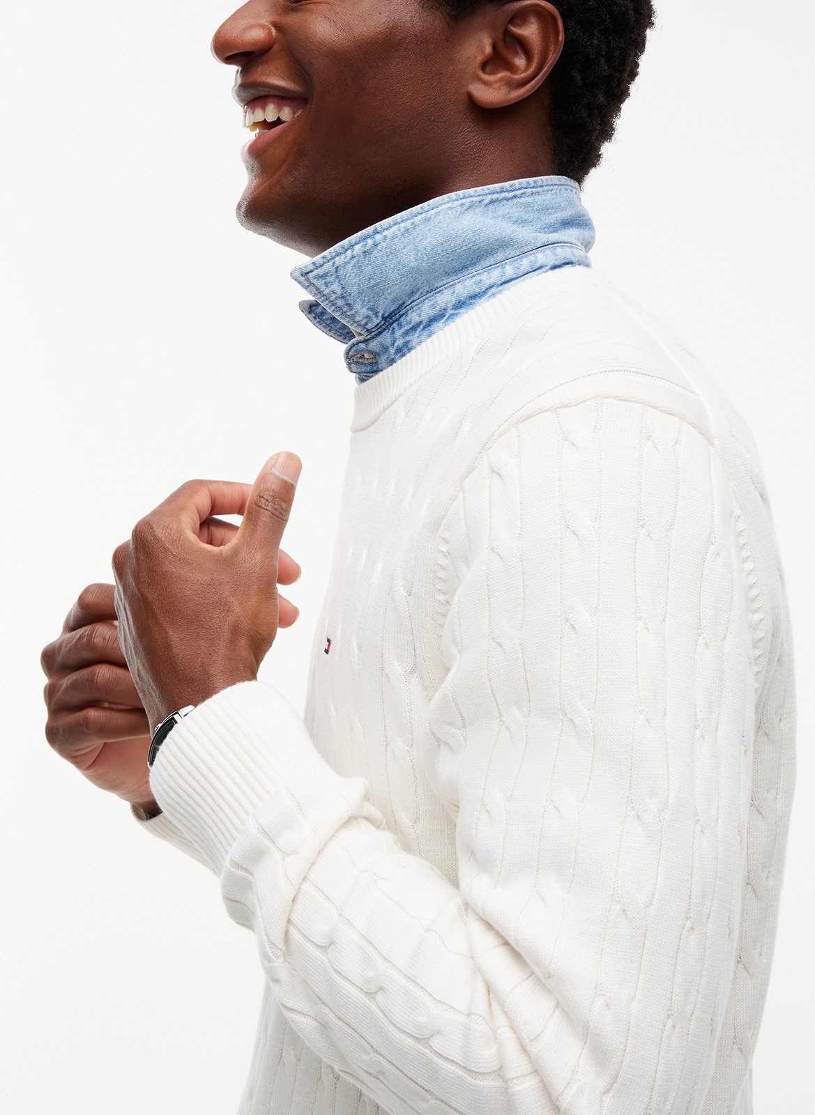 Straight organic cotton round-neck sweater TOMMY HILFIGER Gelb
