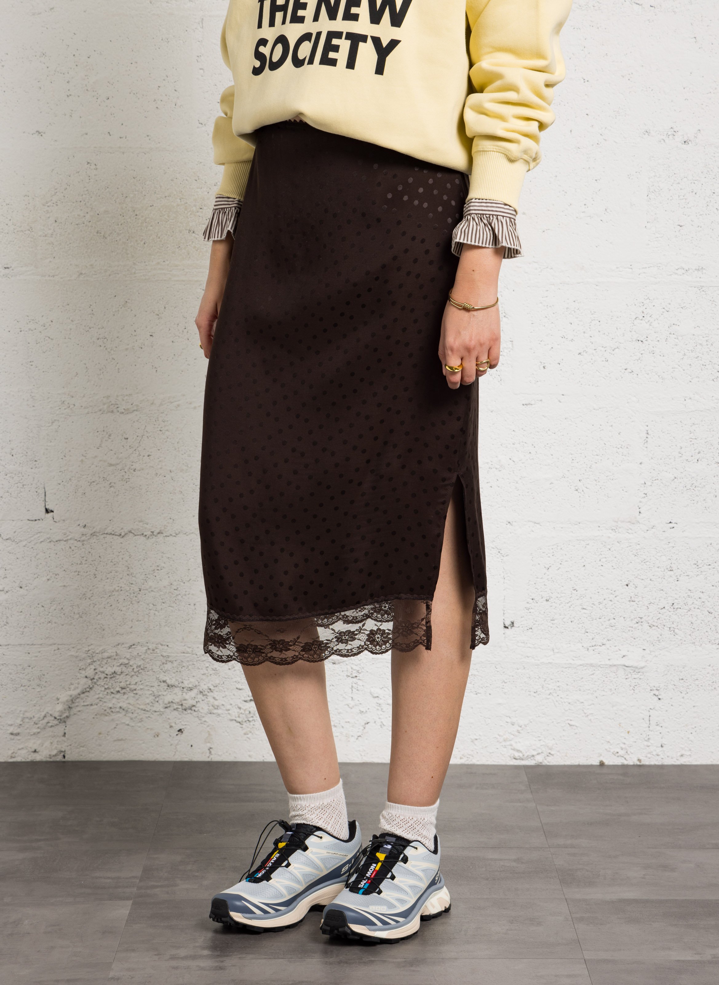 Printed midi skirt DES PETITS HAUTS Brown