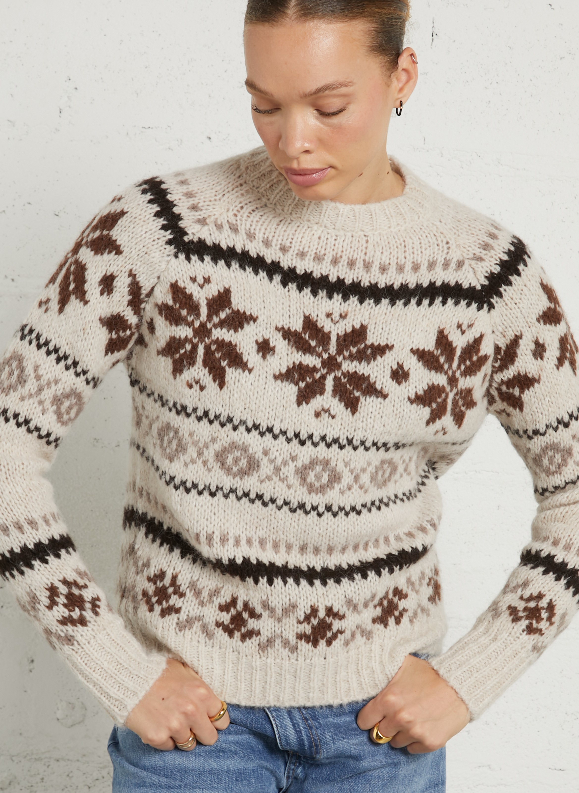Oversize-Strickpullover mit Rundhalsausschnitt HARTFORD Beige