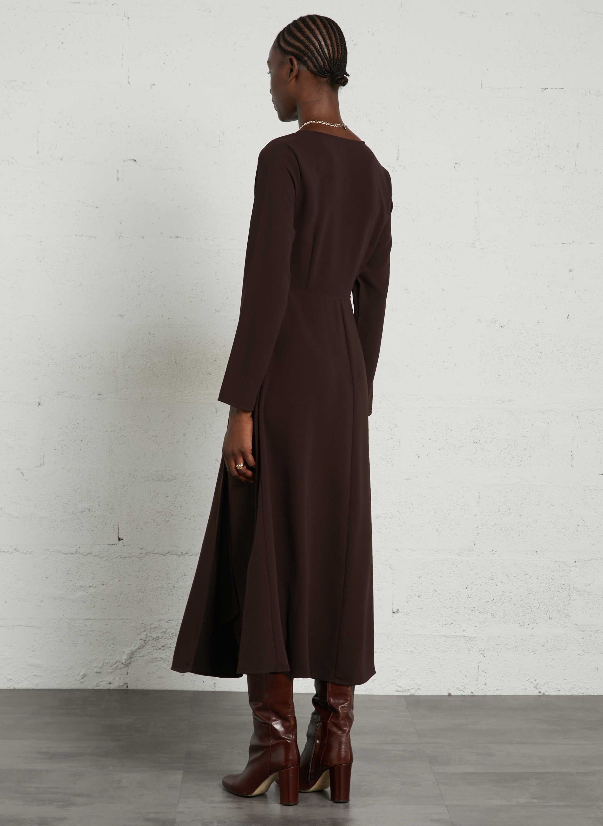 Robe asymétrique midi unie LA PETITE ETOILE Marron
