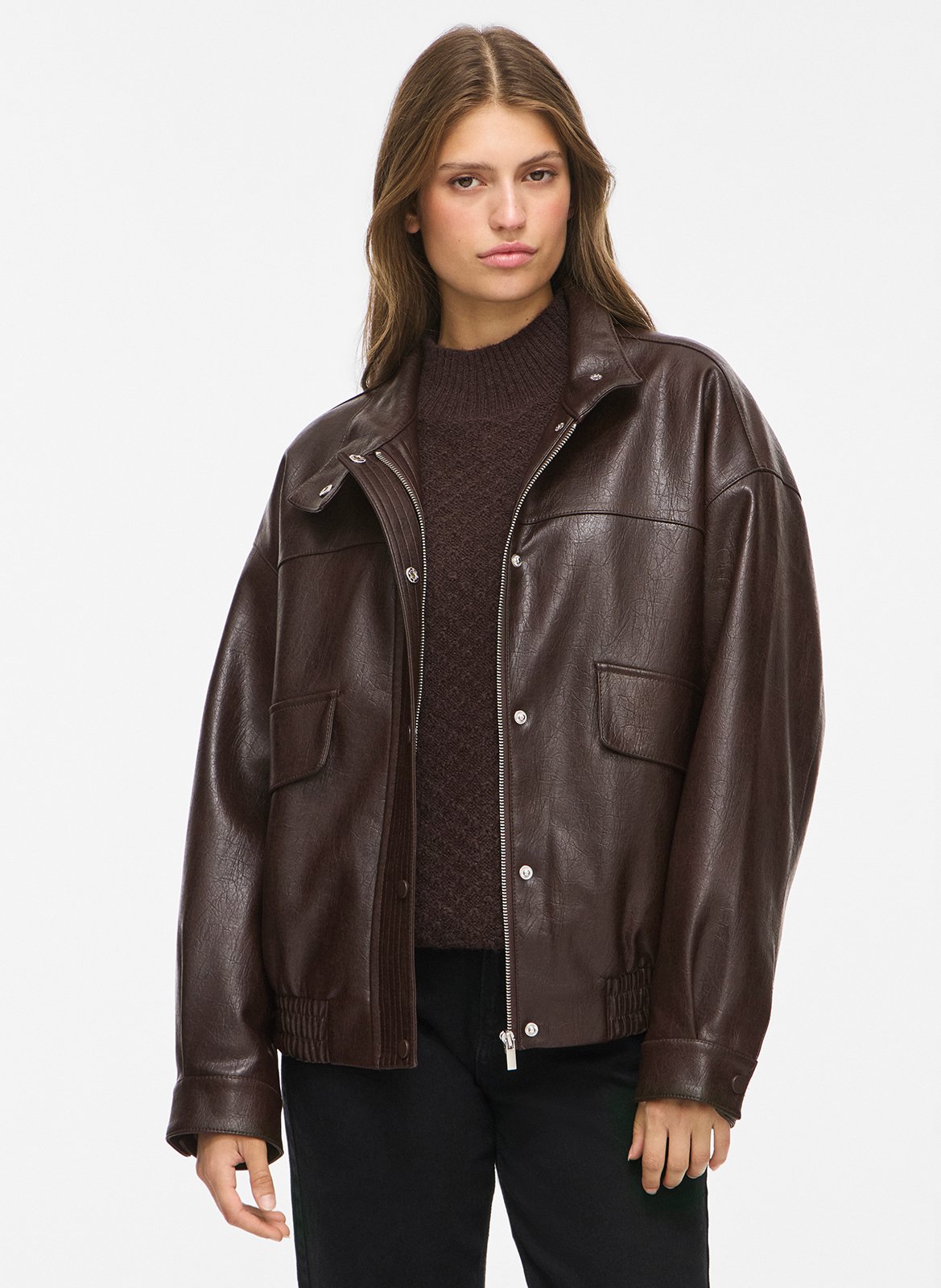 Jacke mit Stehkragen uni VILA Braun