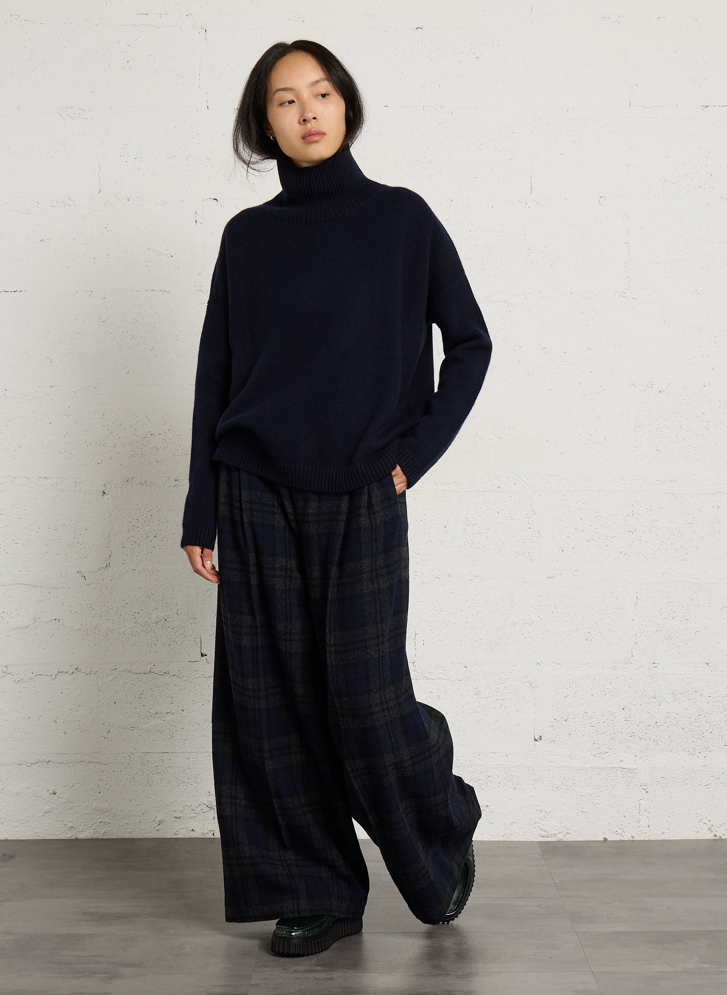 Pantalon droit large en laine mélangée BELLEROSE Vert
