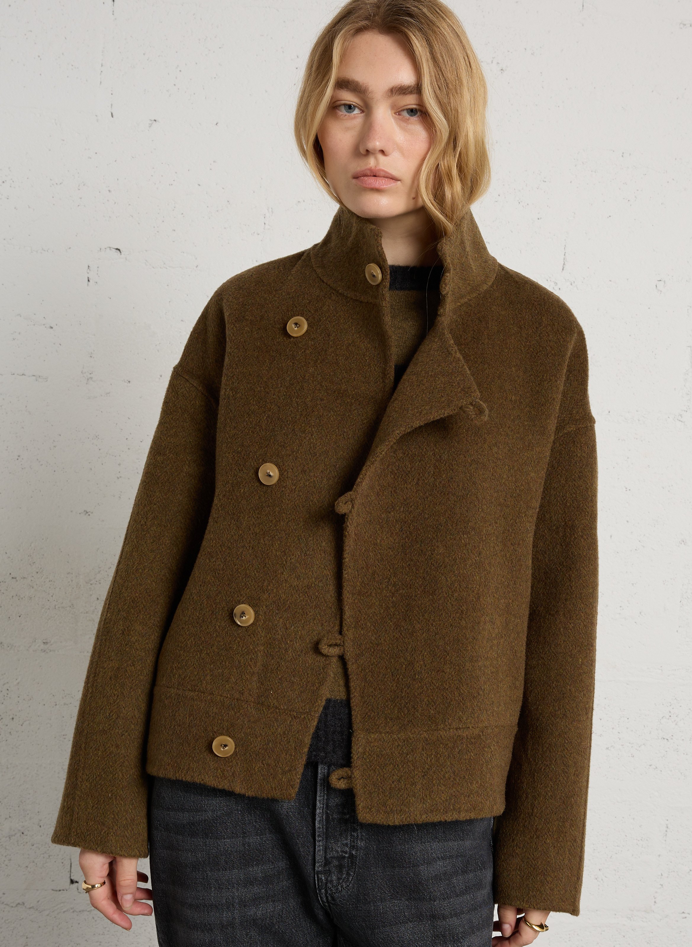 Buttoned jacket in a wool blend SEE U SOON Khaki