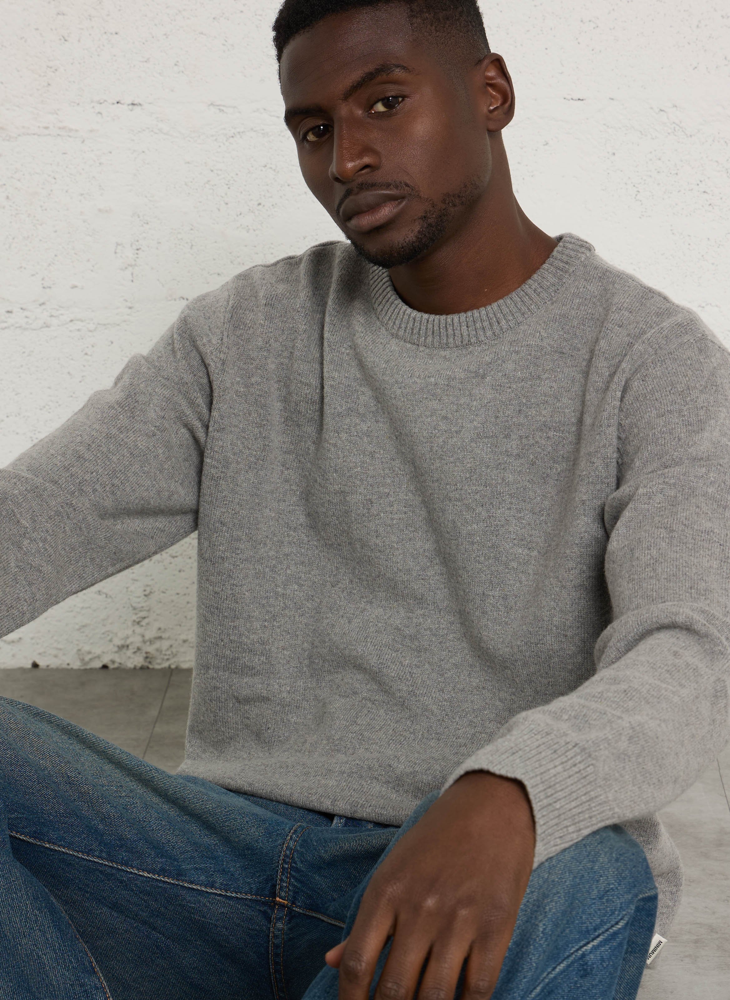 Pull droit col rond en laine mélangée MINIMUM Gris