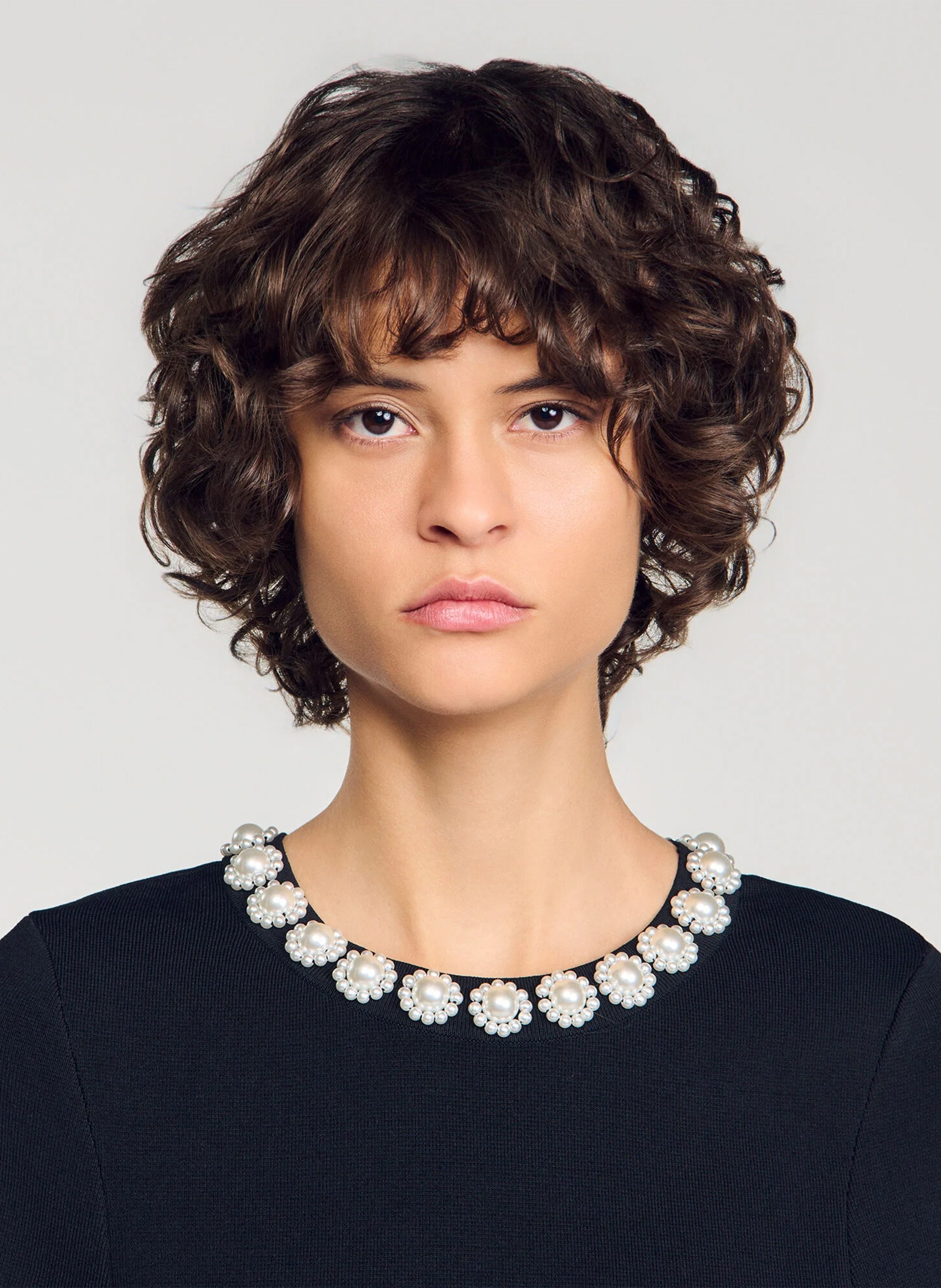 Robe courte à col bijou SANDRO Noir