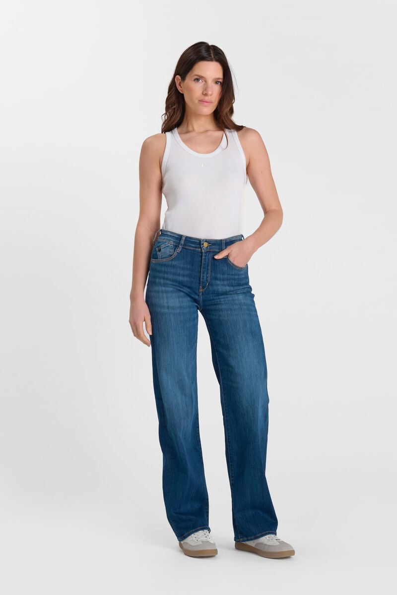 High-waisted loose-fit zip jeans LE TEMPS DES CERISES Blue