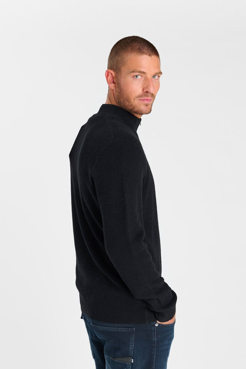 Zip-up high-neck sweater LE TEMPS DES CERISES Black