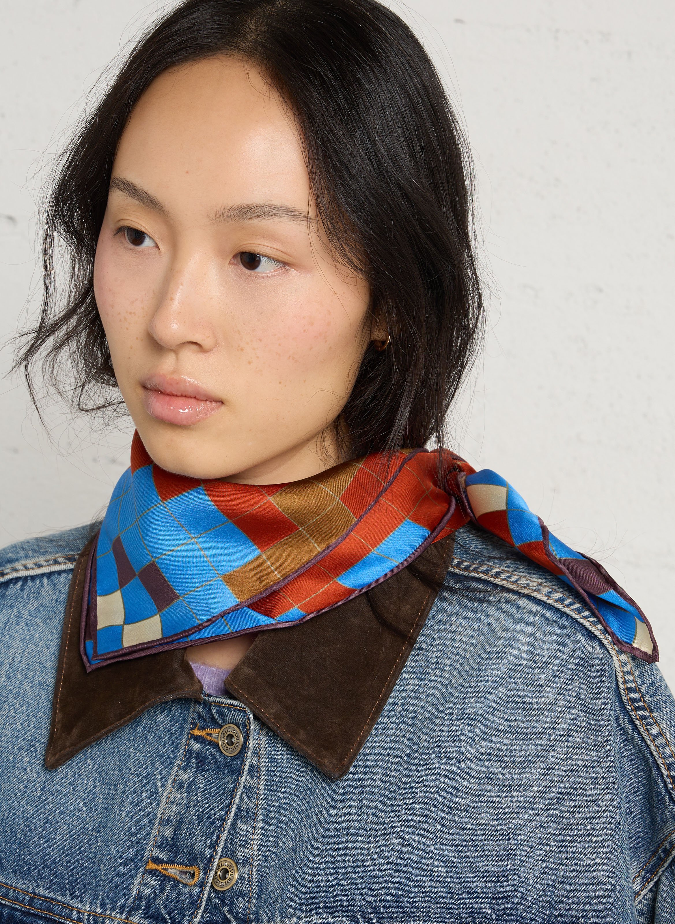 Foulard carré imprimé en soie BECKSONDERGAARD Orange