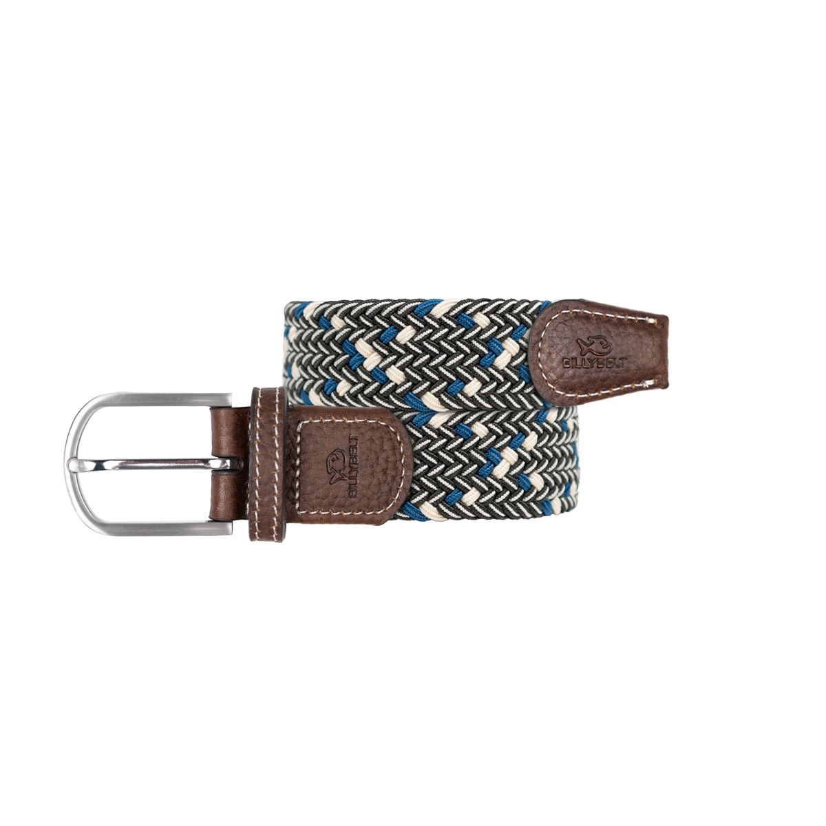 Multicolored braided elastic belt BILLYBELT Grey