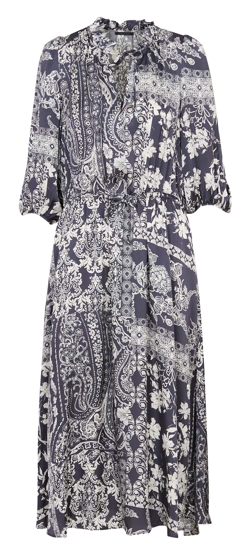 Robe longue col victorien à imprimé floral IKKS Bleu