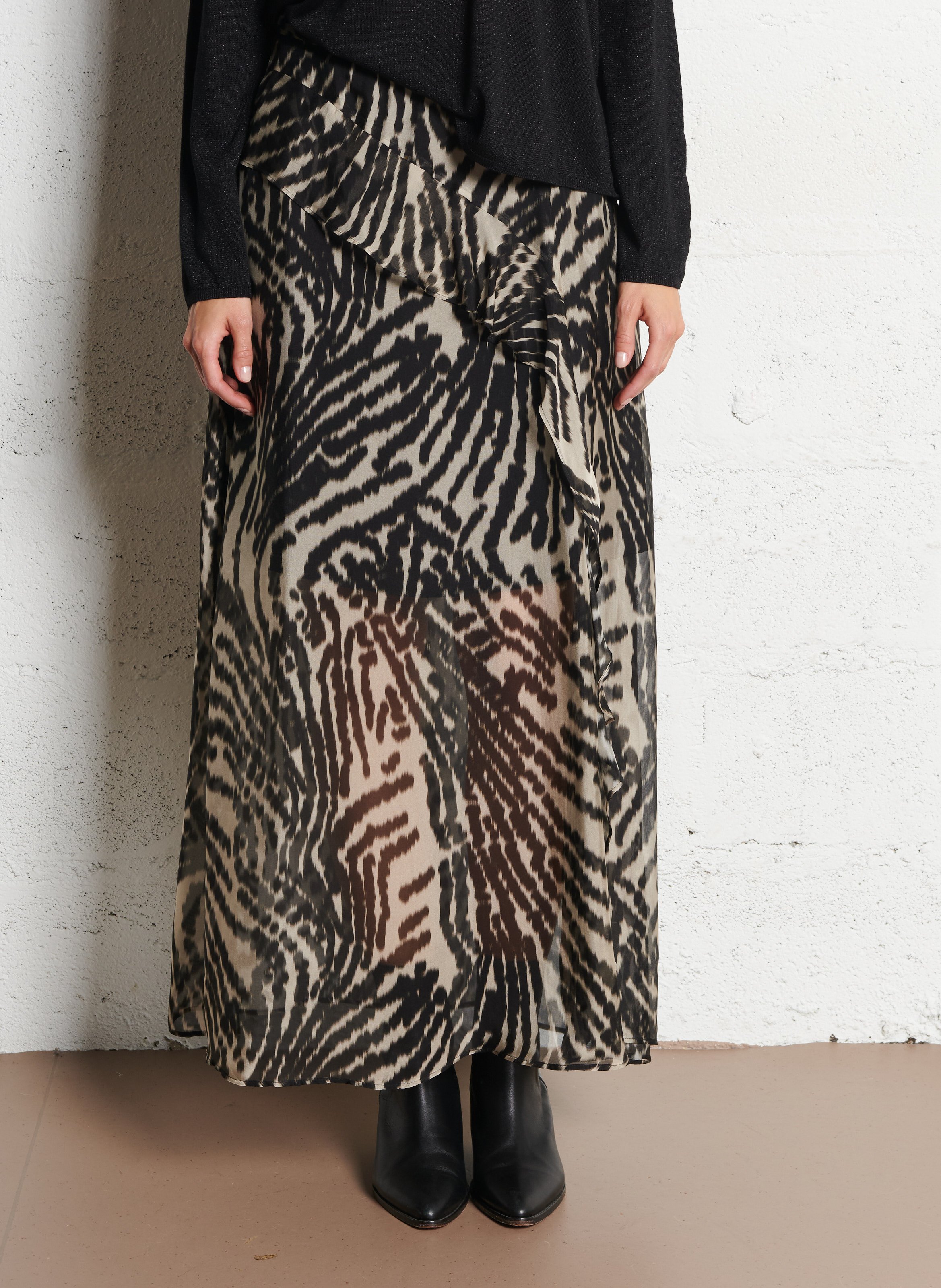 Long A-line skirt IKKS Black